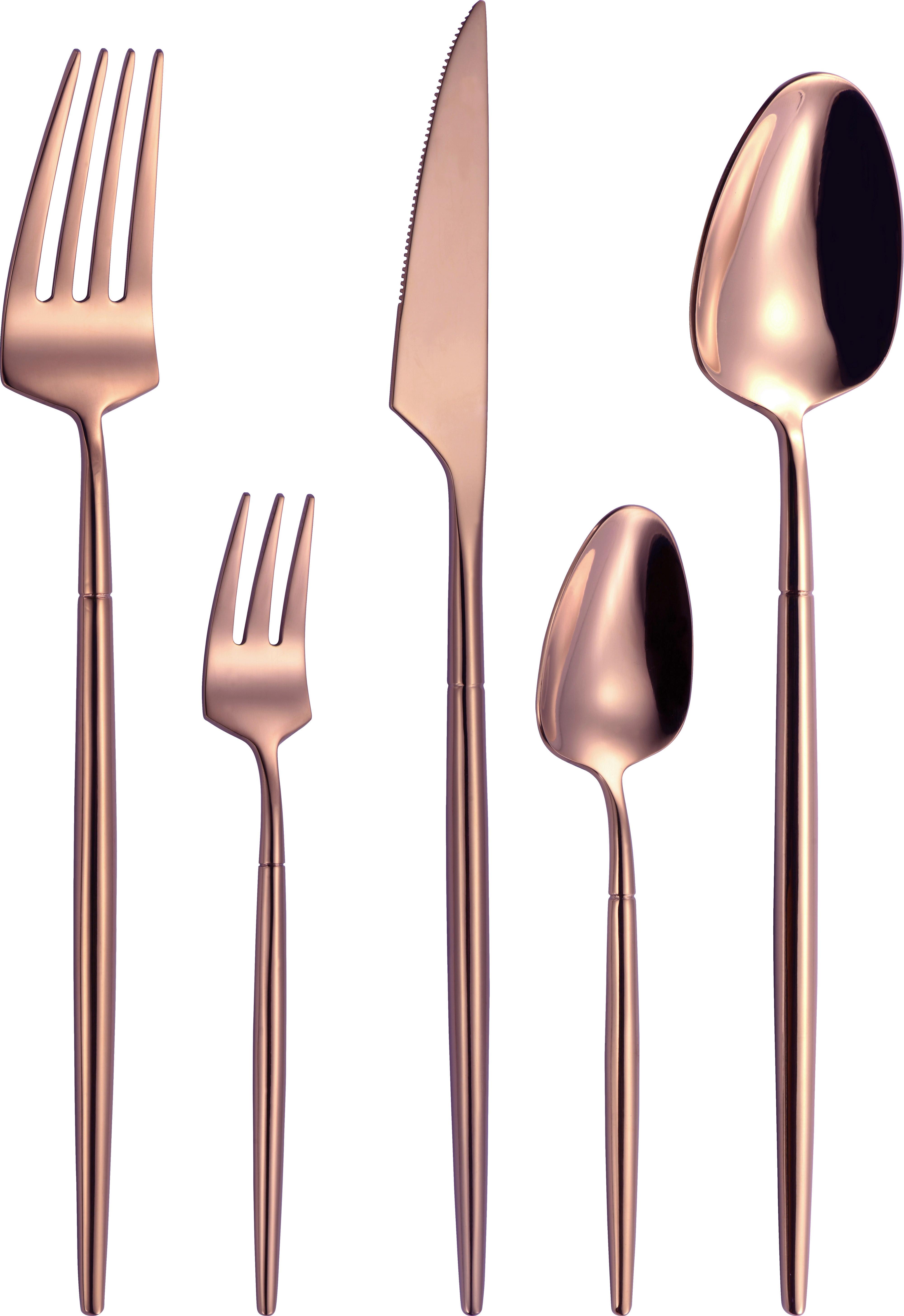 Besteckset Elegance Kupferfarben, 20-teilig - Kupferfarben, KONVENTIONELL, Metall - Mömax