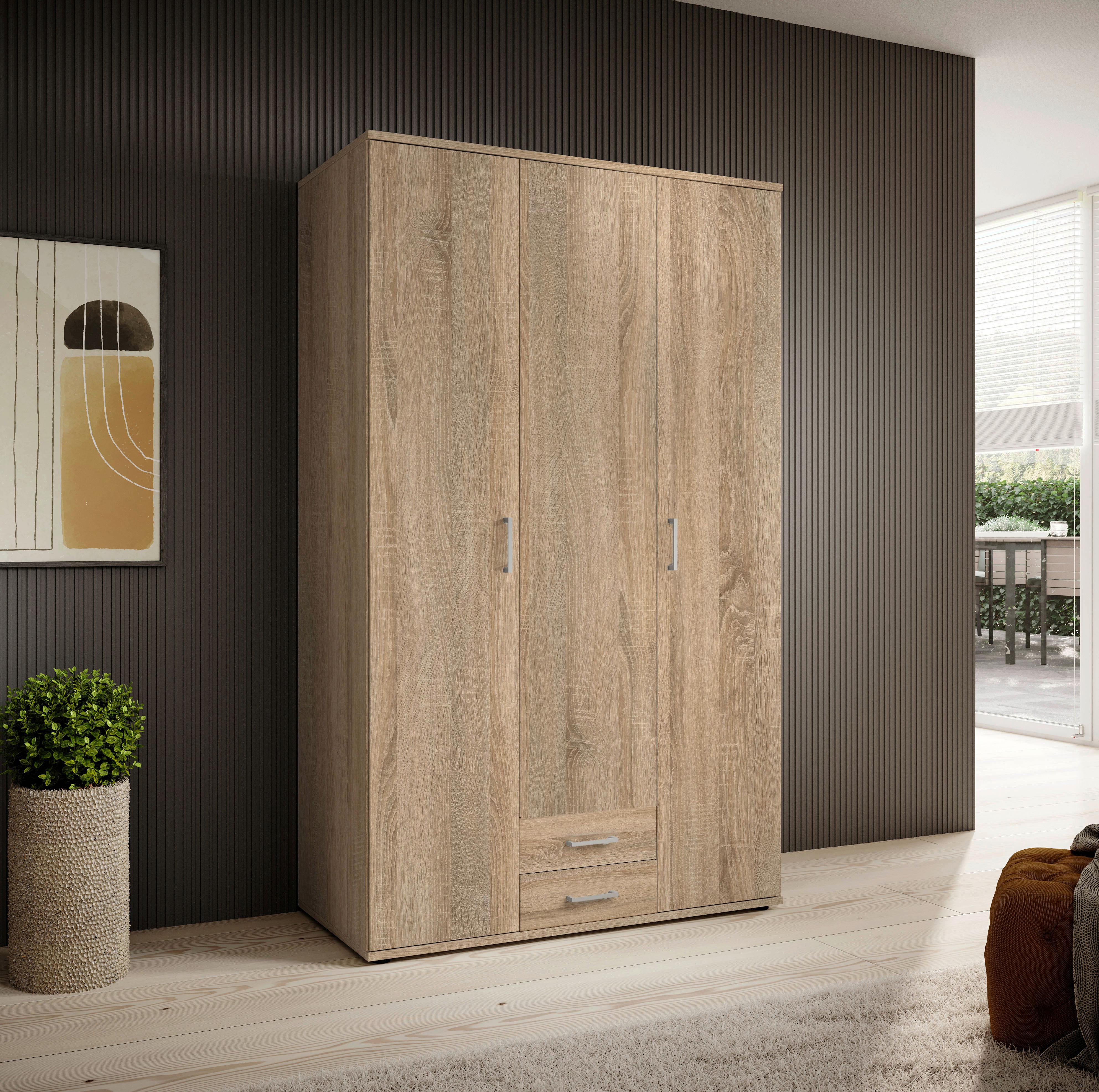 Drehtürenschrank Olli Sonoma Eiche - Alufarben/Sonoma Eiche, Basics, Glas/Holzwerkstoff (120/196/54cm) - Based