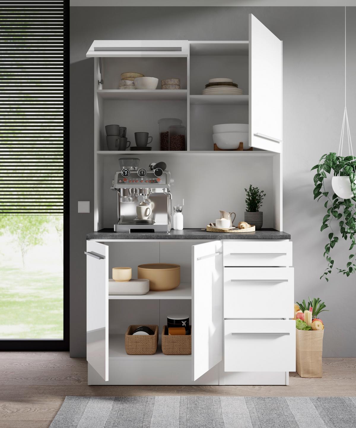 BUFET JAZZ BUFFET - biały wysoki połysk/kolor srebrny, Lifestyle, materiał drewnopochodny/tworzywo sztuczne (120/211/60cm) - MID.YOU
