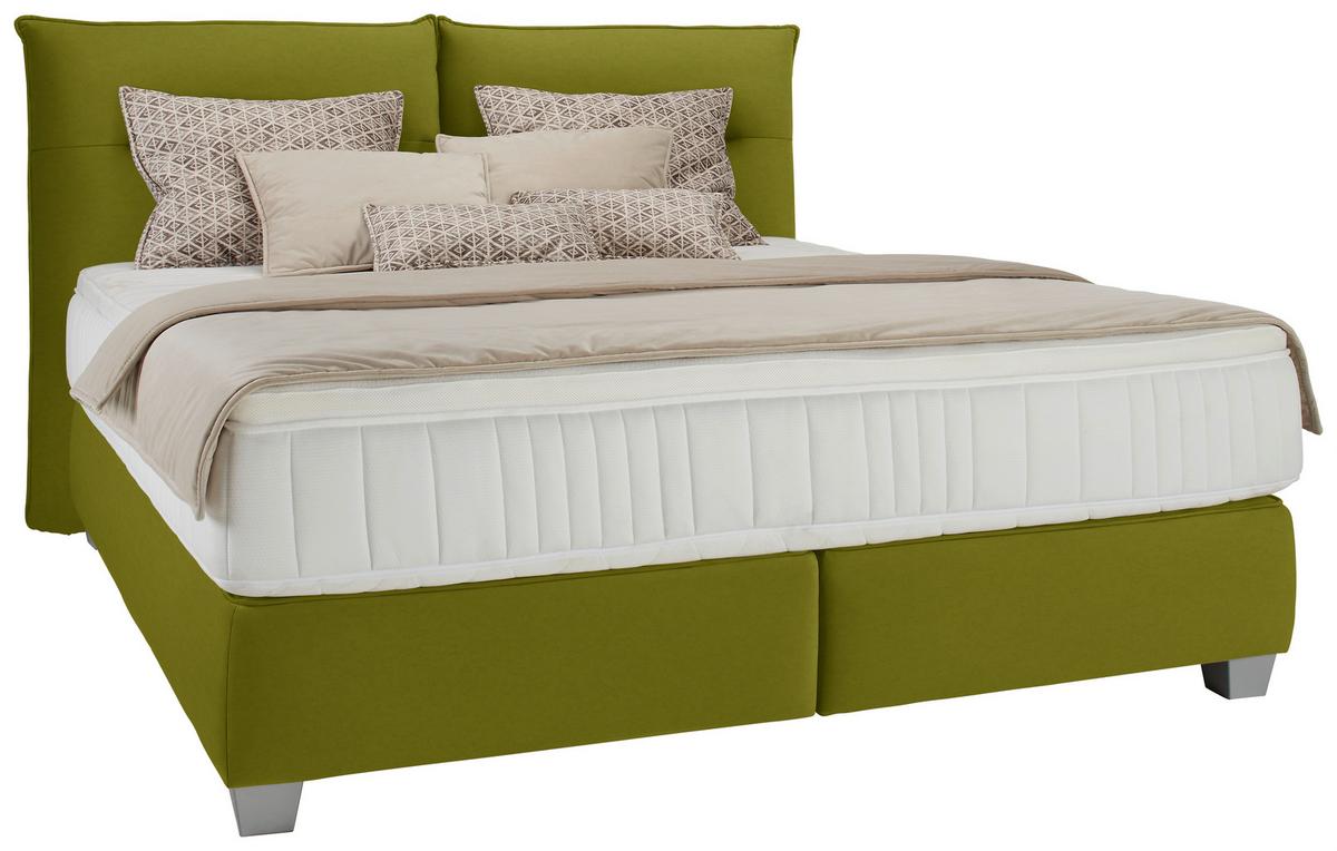 Boxspring Krevet Fog - srebrne boje/maslinasto zelena, Lifestyle, tekstil/plastika (180/200cm) - Premium Living