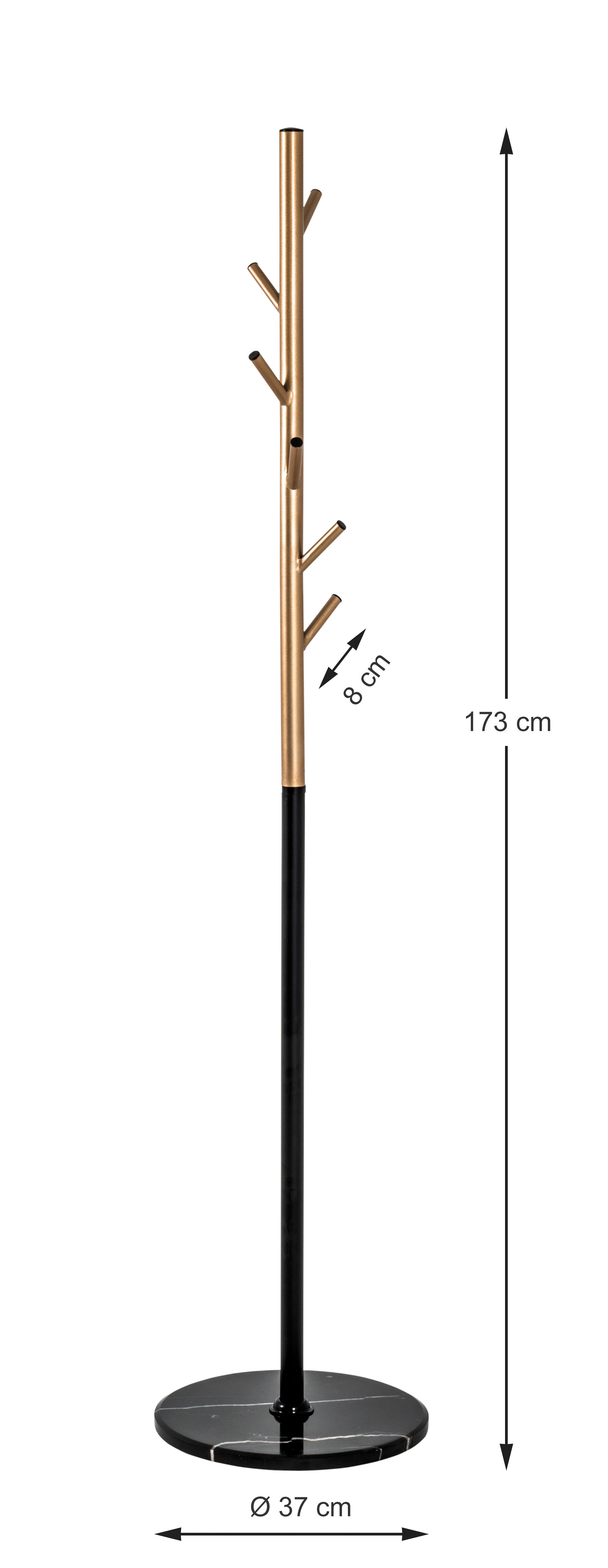 STOJAK NA UBRANIA JANA - czarny/kolor złoty, Design, kamień/metal (37/173/37cm)