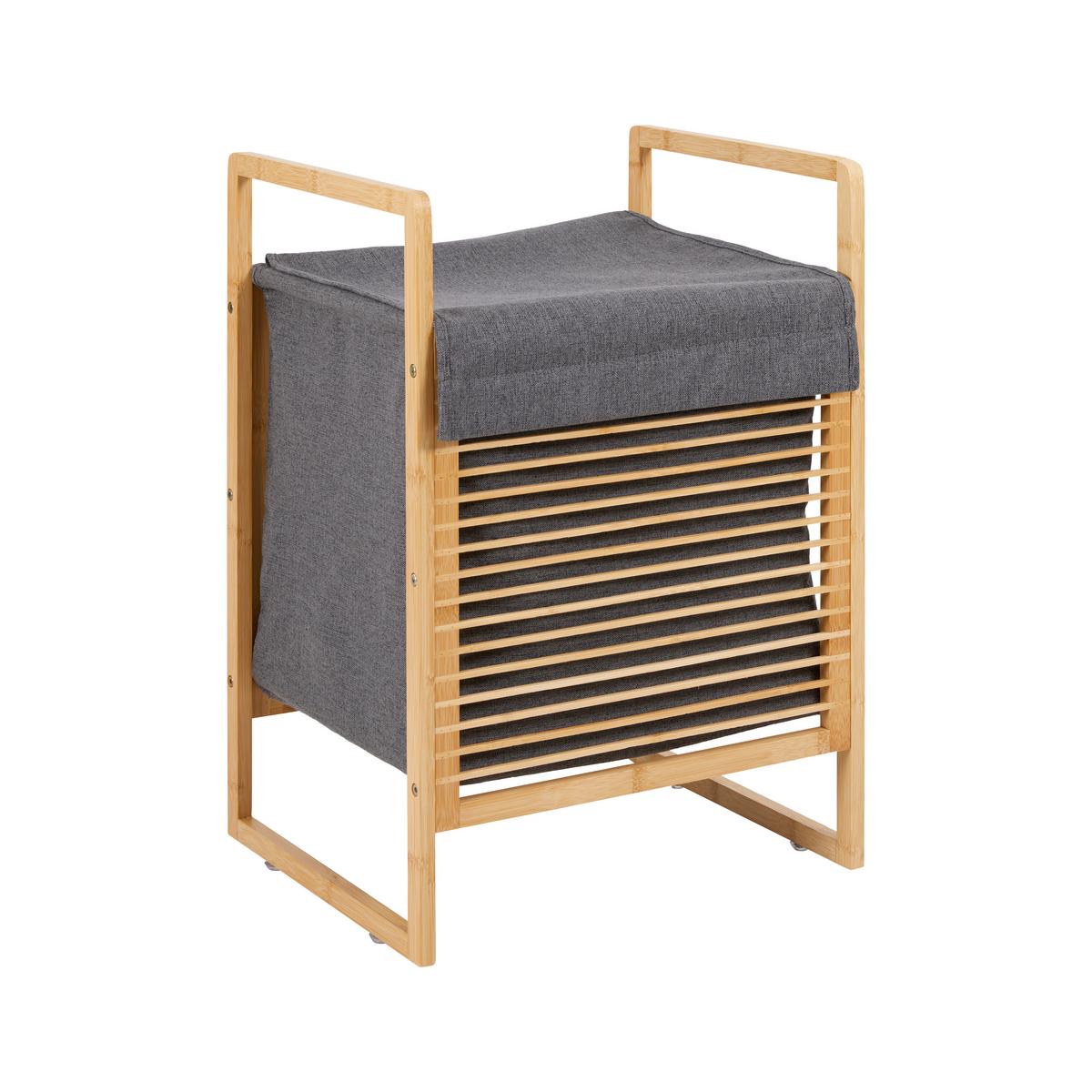 Szennyestartó Elija - sötétszürke, Modern, textil/fa (40/35/61cm) - Bessagi Home