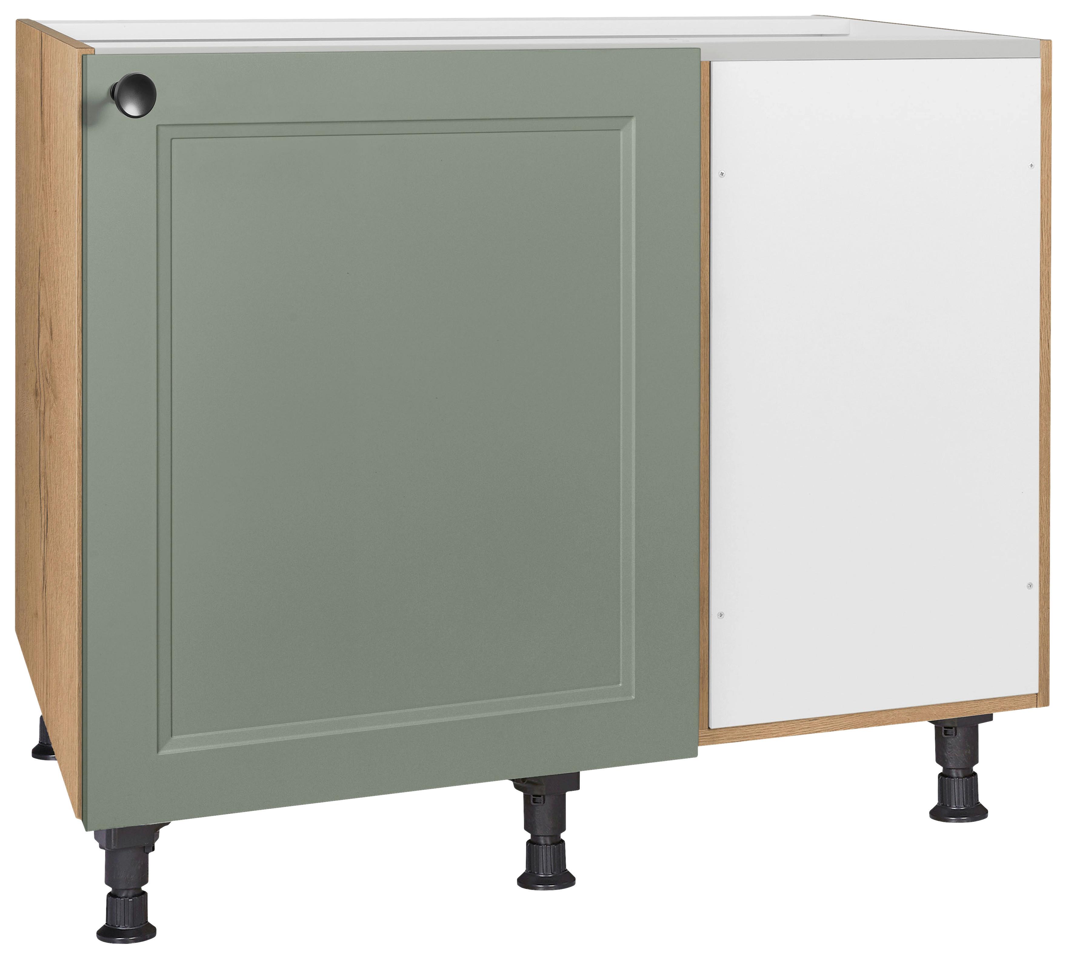 Eckunterschrank Cascada Grün - Eichefarben/Schwarz, MODERN, Holzwerkstoff/Metall (125/87/65cm) - Nobilia