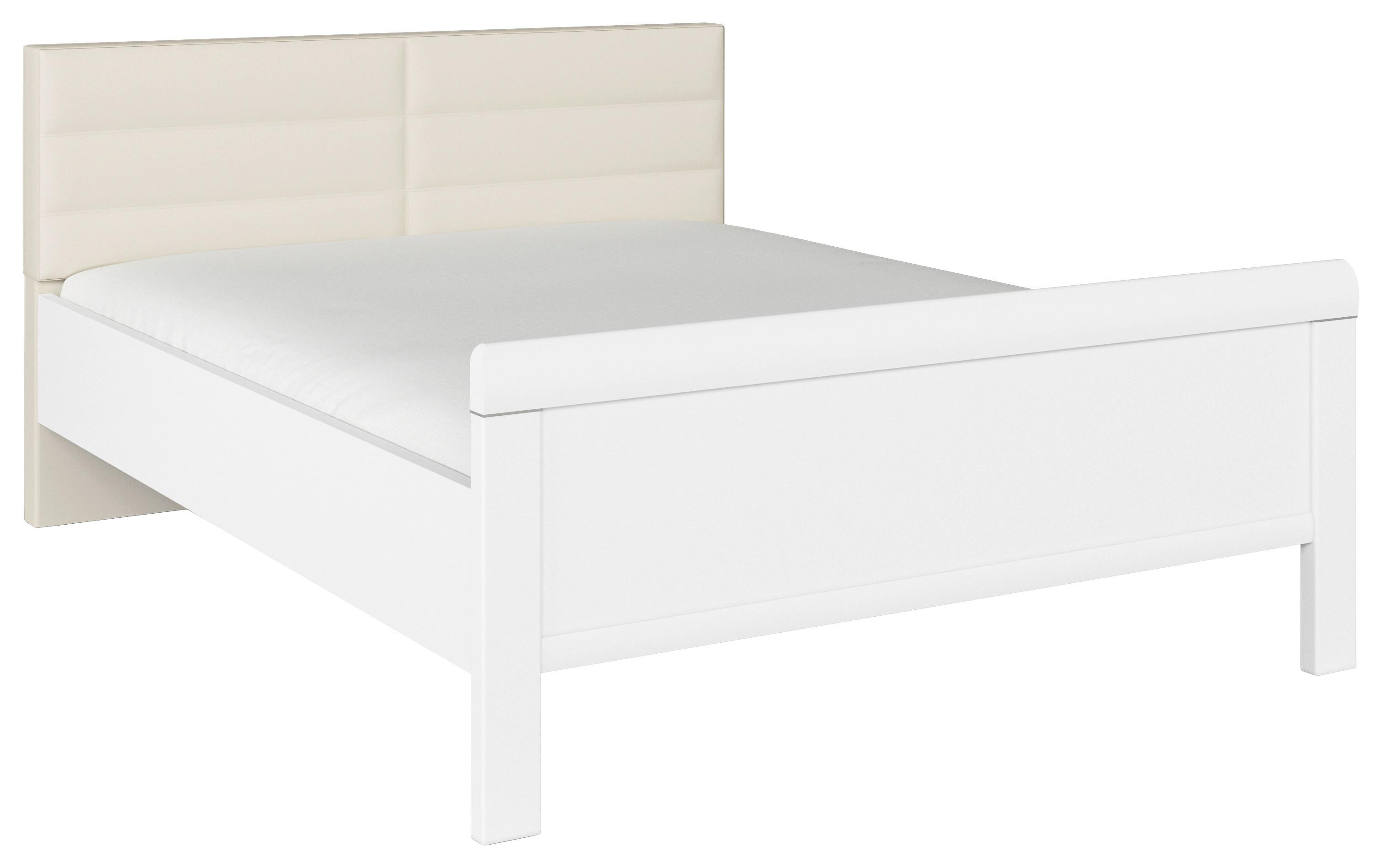 Postelja Evelyn, Bela, Barva Šampanjca, 180x200 - barve šampanjca/bela, Design, leseni material/tekstil (180/200cm) - Novel