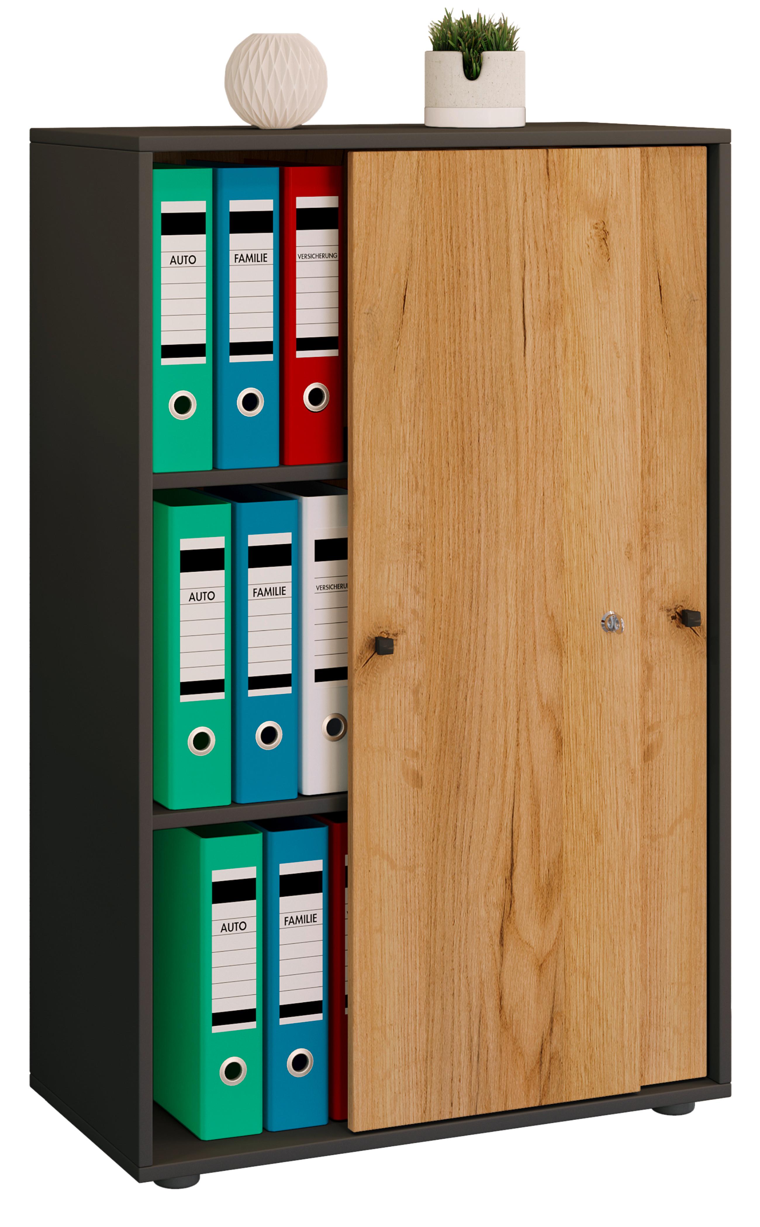 AKTENSCHRANK LONA XL - Honigeiche/Anthrazit, Design, Holzwerkstoff (70/110/39cm) - MID.YOU