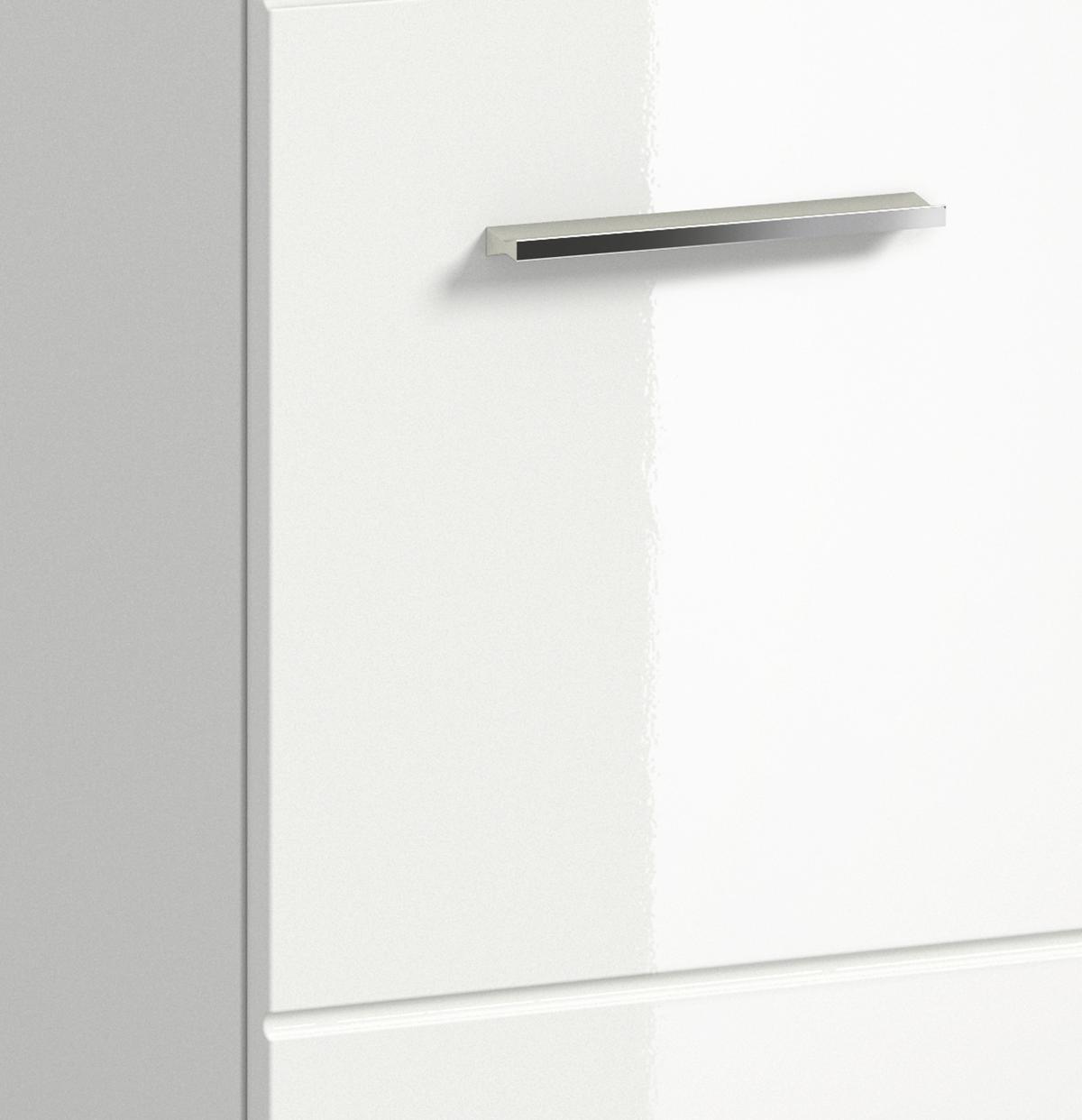 Hochschrank Ice 4-türig ca. 60x185 cm Weiß hochglanz - Chromfarben/Weiß Hochglanz, MODERN, Holzwerkstoff/Kunststoff (60/185/30cm) - MID.YOU
