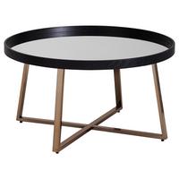 Couchtisch "WL6.002" Ø ca. 78 cm, schwarz/gold - Goldfarben/Schwarz, Design, Glas/Metall (78/78/42,5cm) - MID.YOU