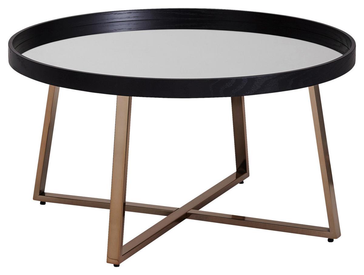 Couchtisch "WL6.002" Ø ca. 78 cm, schwarz/gold - Goldfarben/Schwarz, Design, Glas/Metall (78/78/42,5cm) - MID.YOU