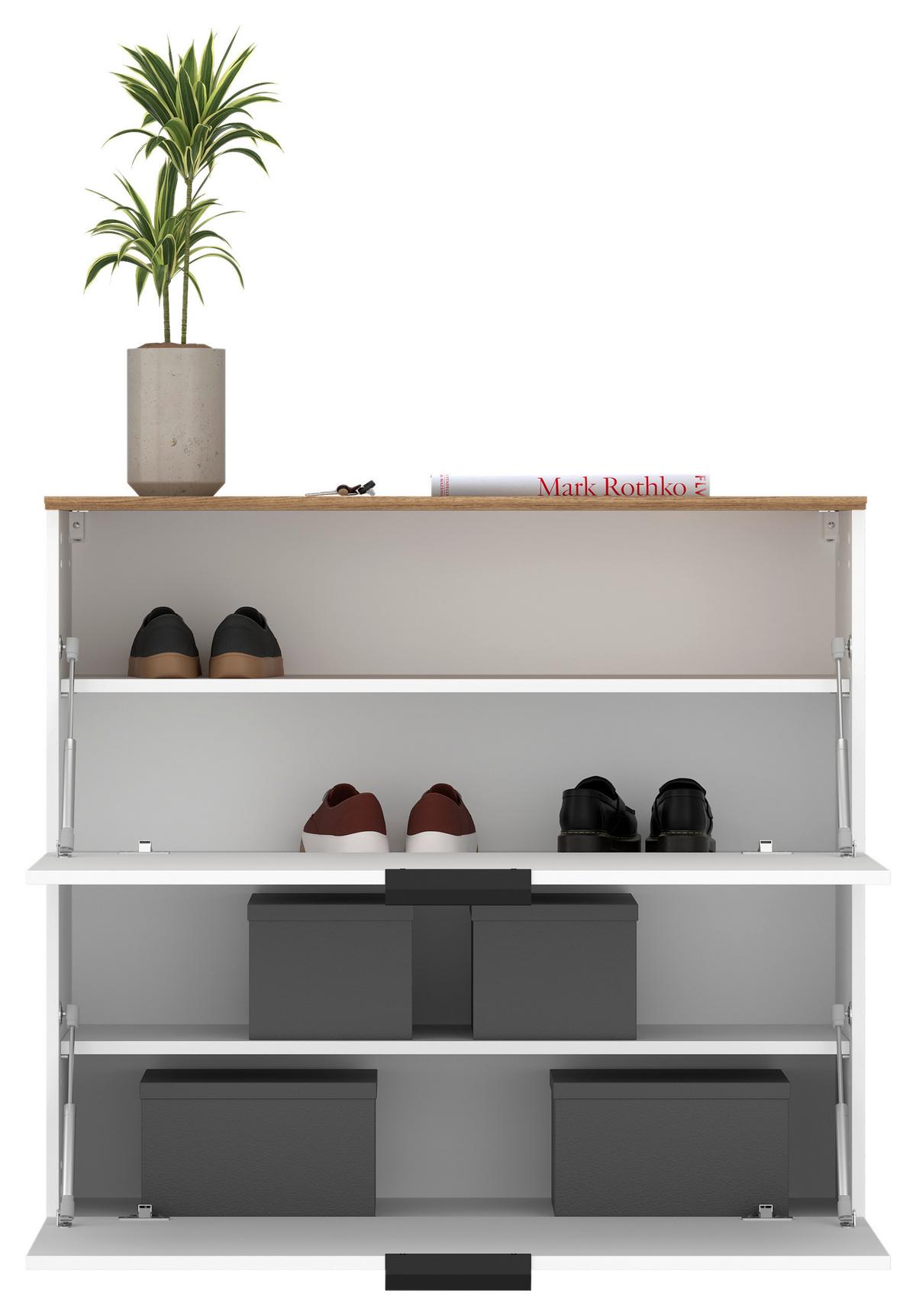 Pantofar ALADIN - alb/culoare lemn stejar, Modern, material pe bază de lemn (100/105/35cm) - Modern Living