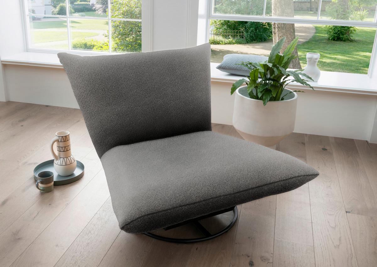 Relaxsessel Cremona ca. 100x78x96 cm Anthrazit - Anthrazit/Schwarz, Design, Textil/Metall (100/78/96cm) - Livetastic