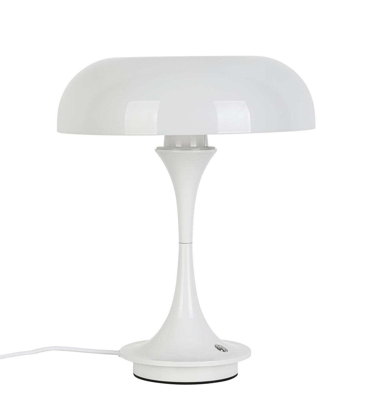 Veioză cu acumulator Retro - alb/culoare crom, Modern, plastic/metal (19,5/24cm) - Mömax