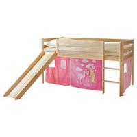 Spielbett "Manuel",aus Kiefer, kieferfarben/pink - Pink/Kieferfarben, Natur, Holz (90/200cm) - MID.YOU