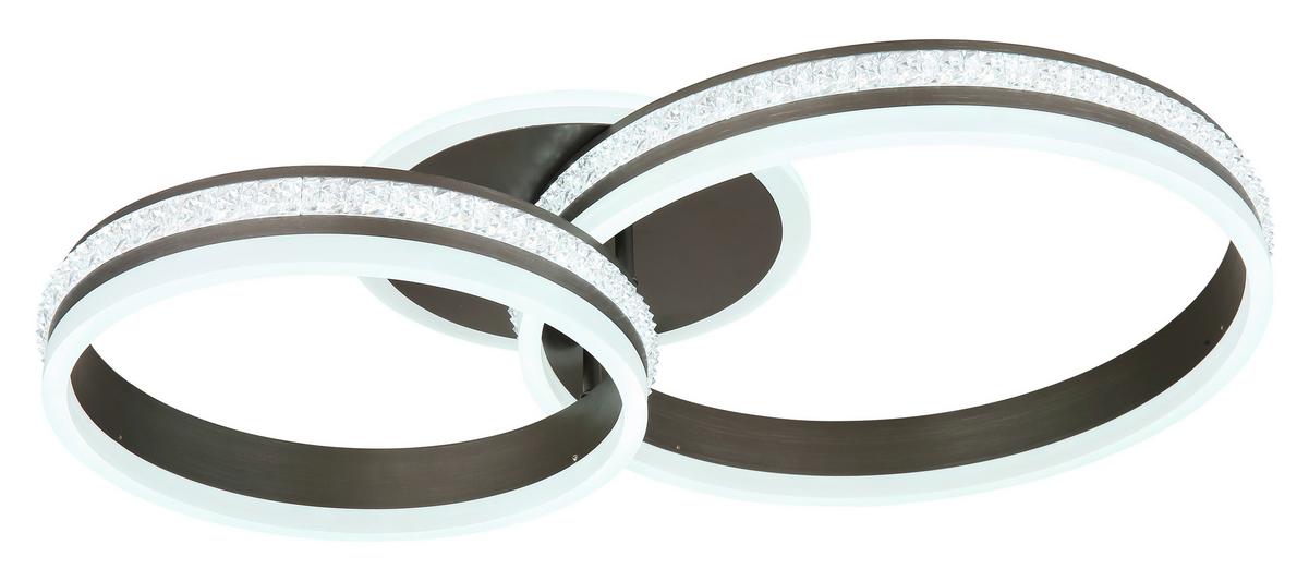 Stropna Led-svetilka Grouni, S Sijalko - barve titana/opal, Design, kovina/umetna masa (65/40/14cm) - Globo