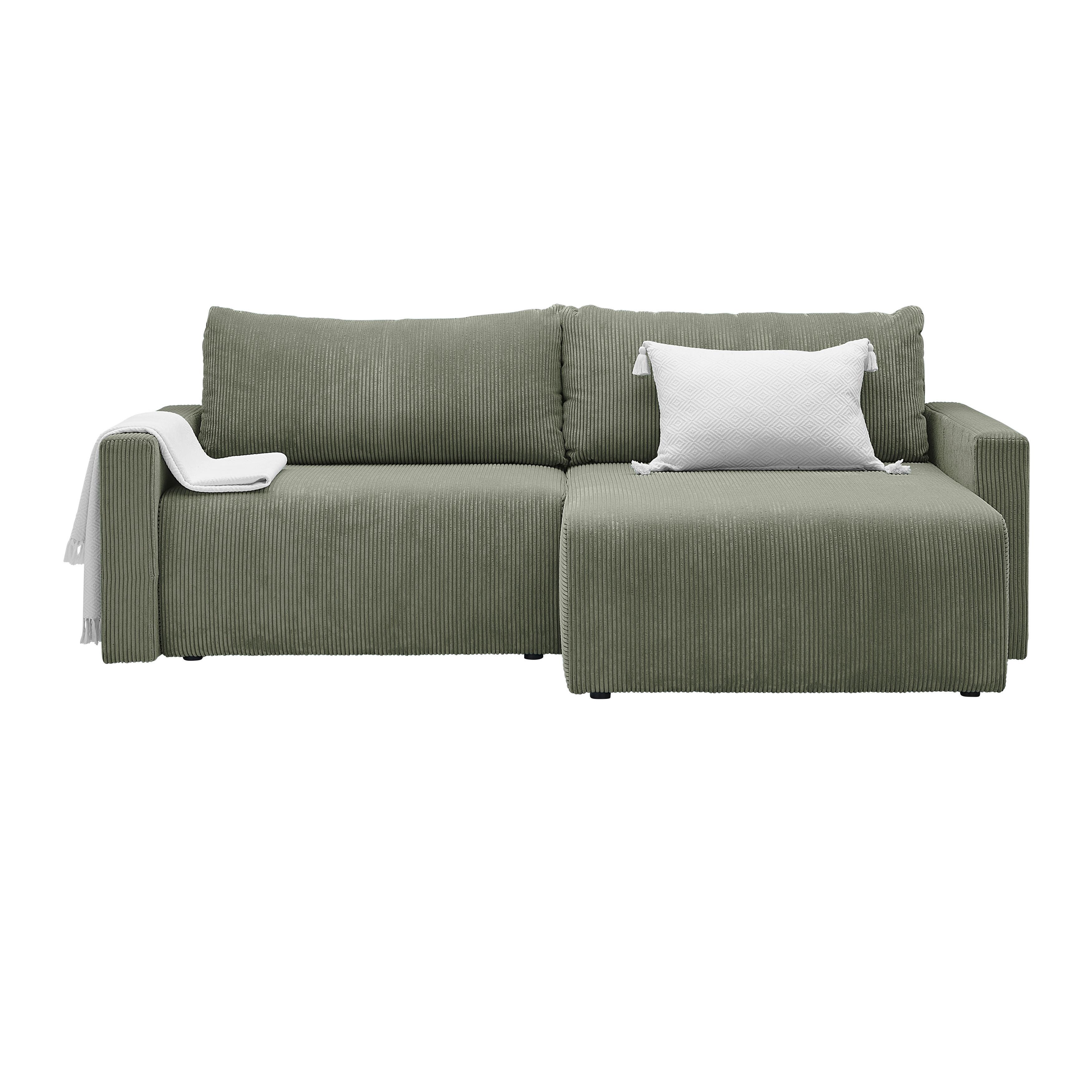 Ecksofa Dios Olivgrün - Schwarz/Olivgrün, MODERN, Holz/Kunststoff (228/91/146cm) - Based
