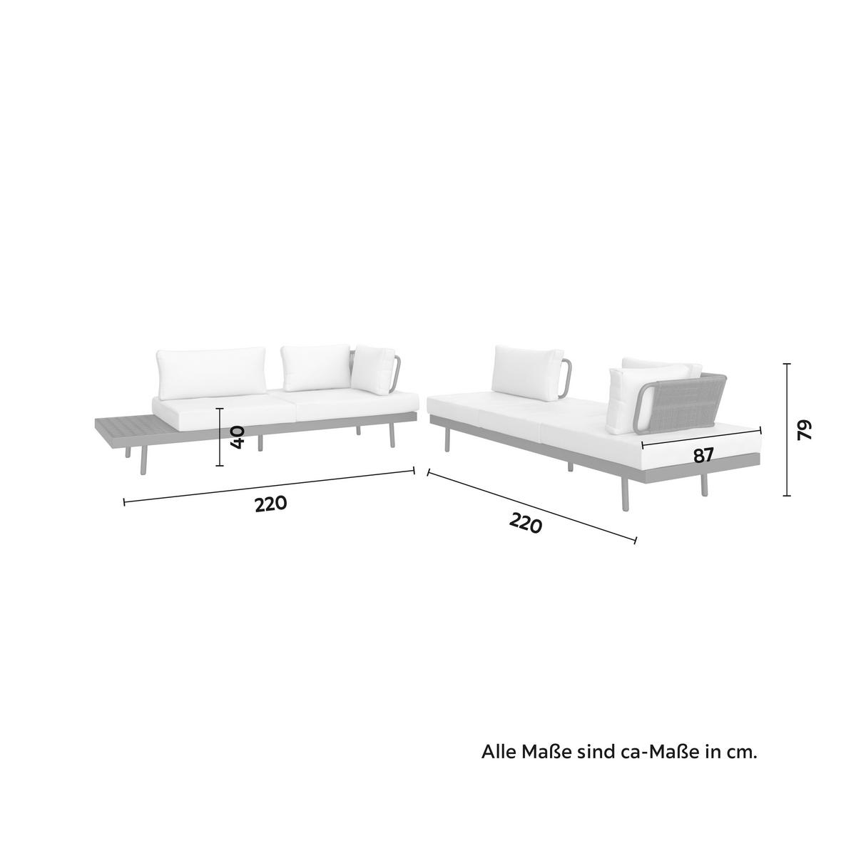 Lounge Garnitura Emma, Svetlo / Temno Siva, 4-Delno - temno siva, Moderno, kovina/les (220/79/87cm) - Bessagi Garden