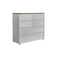 Kommode Mailand Typ 3 Weiß/Eichefarben - Weiß Hochglanz/Eichefarben, MODERN, Holzwerkstoff/Kunststoff (79/73/33cm) - MID.YOU