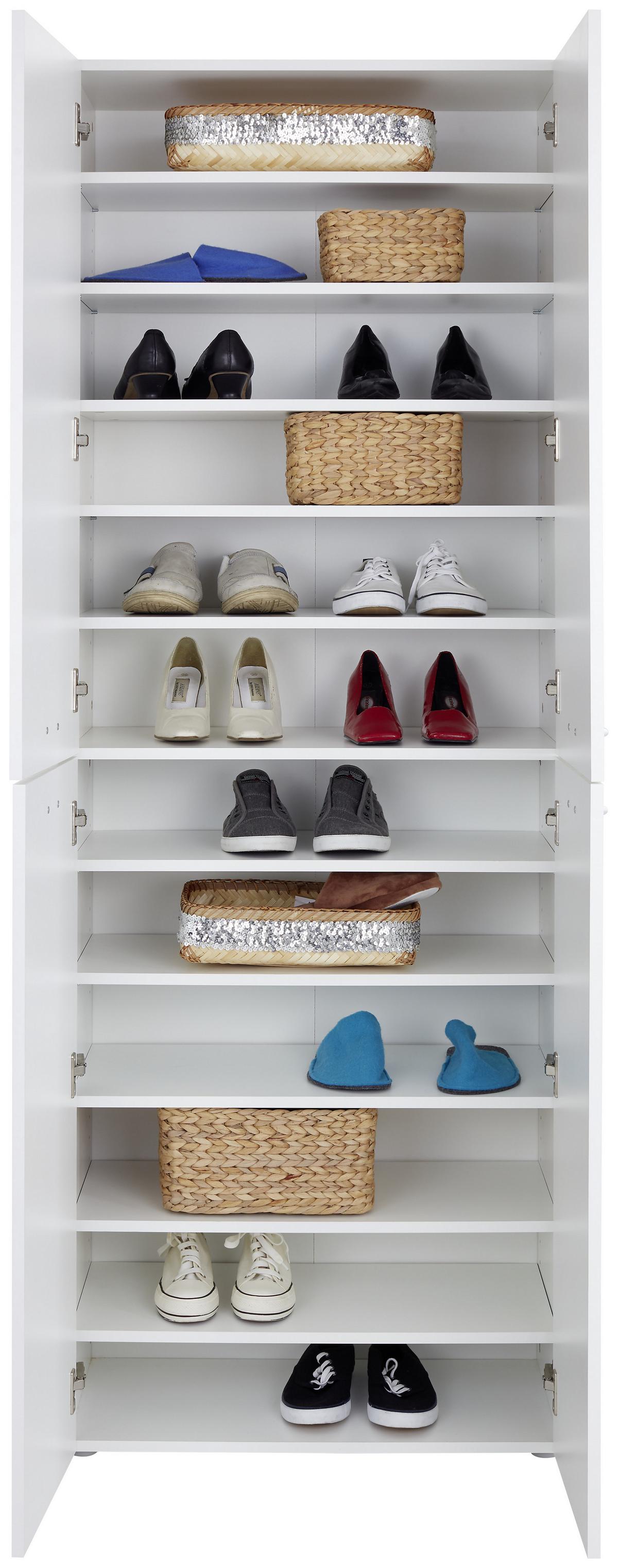 Dulap pentru pantofi Elan - alb, Modern, material pe bază de lemn (70/200/36.6cm) - Modern Living