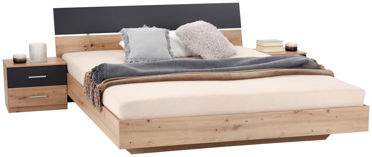 Dormitor Katrin - culoare lemn stejar/grafit, Konventionell, material pe bază de lemn - Best Price