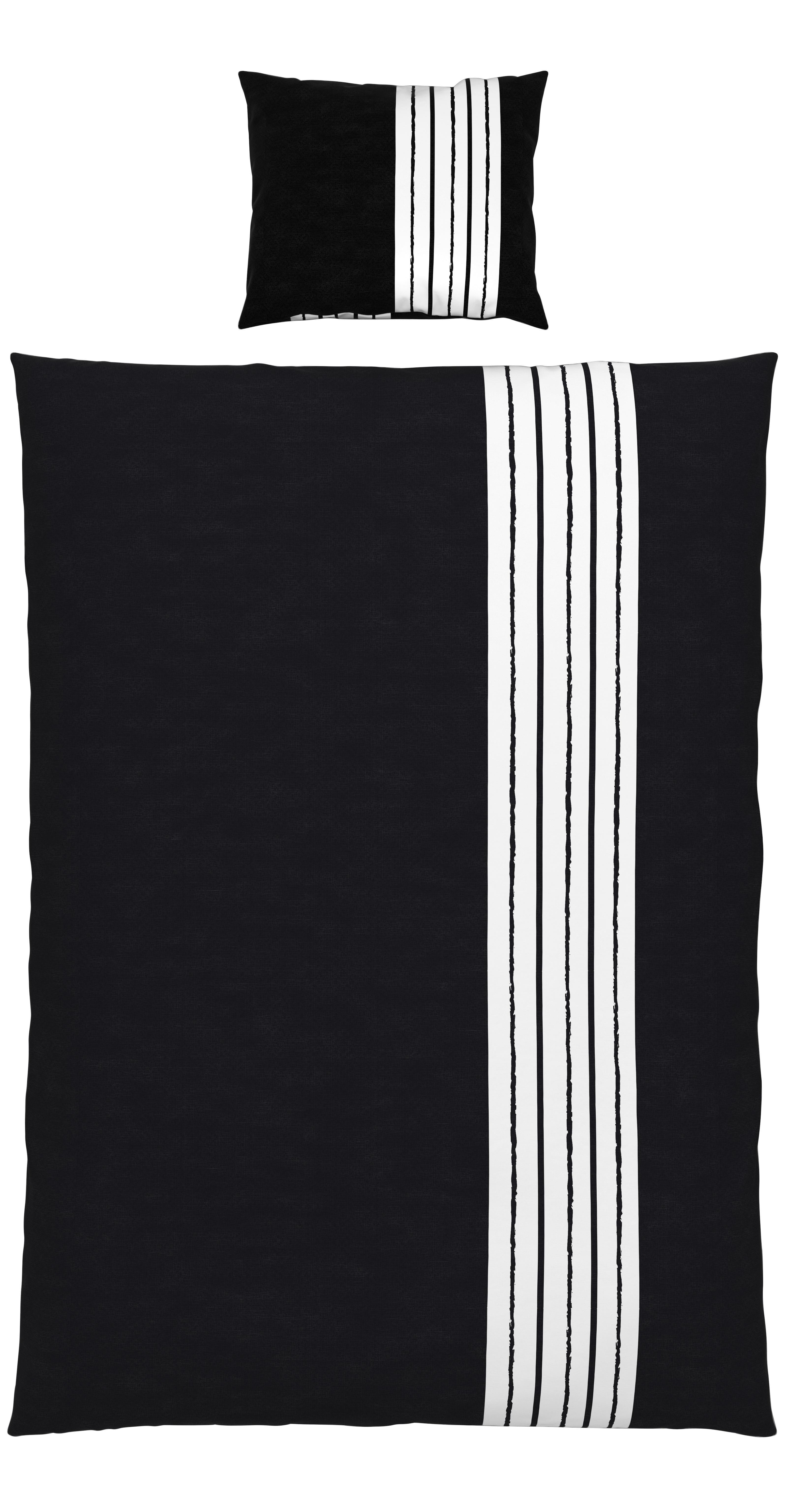Bettwäsche Stripes in Schwarz/Weiss ca. 160x210cm - Schwarz, Modern, Textil (160/210cm) - Modern Living