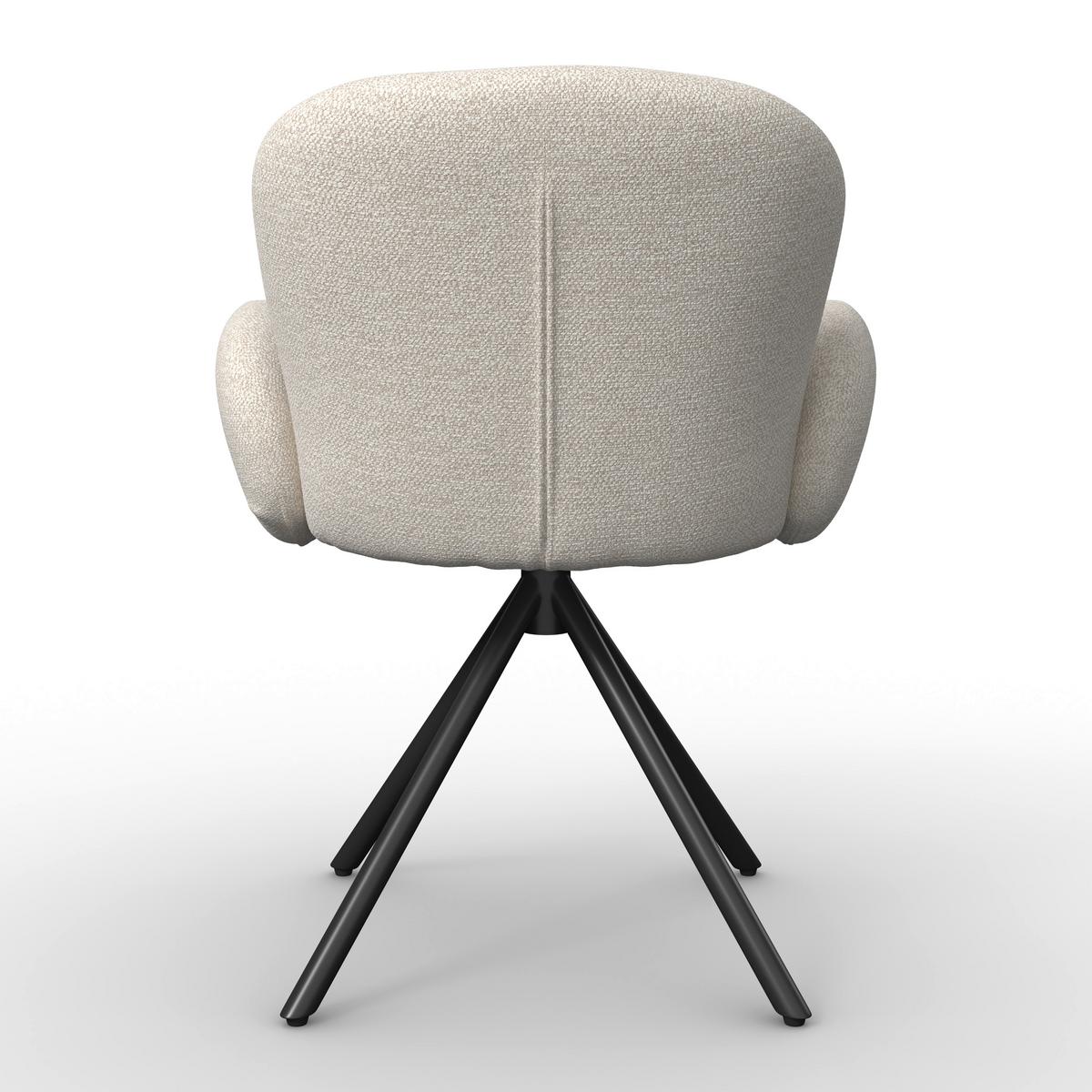 Armlehnstuhl Josea Creme Chenille Drehbar Gepolstert - Creme/Schwarz, MODERN, Holz/Textil (64/85/63cm) - Bessagi Home
