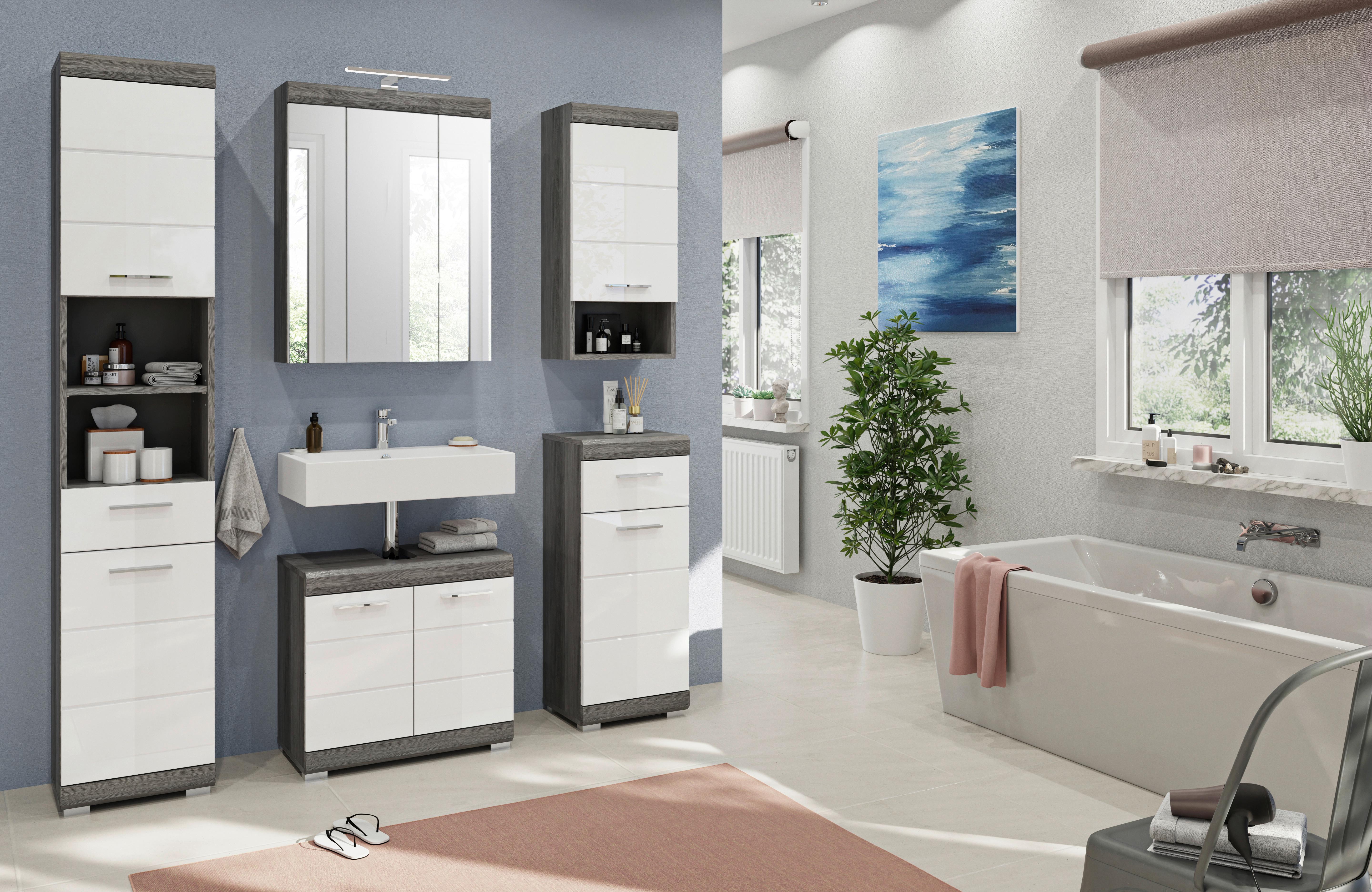 Badezimmer Scout 5-tlg. ca. 134 cm Anthrazit/Weiß - MODERN, Holzwerkstoff/Kunststoff (134cm) - MID.YOU