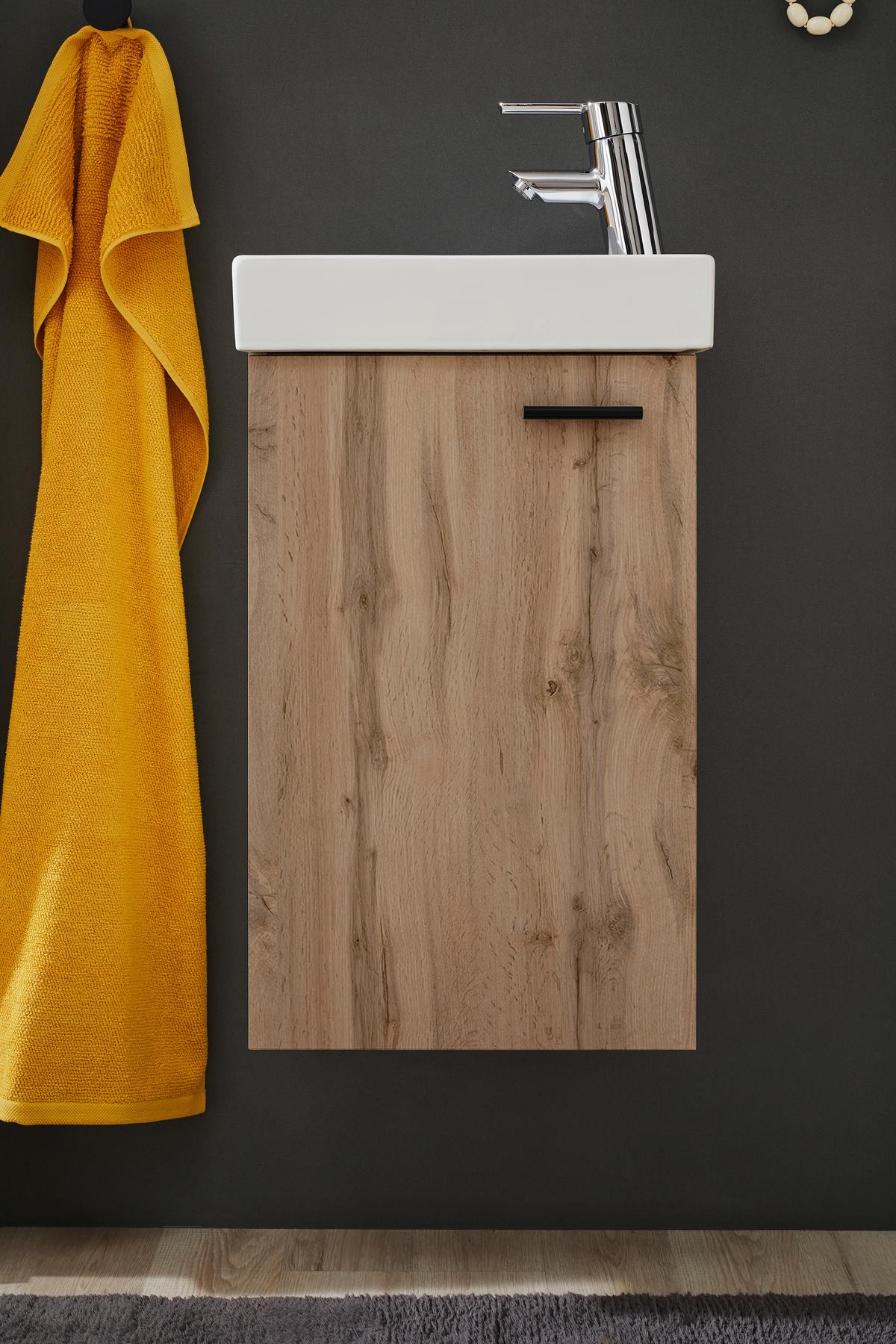 Gästebad Amy 2-teilig in Eichefarben - Wildeiche/Weiss, Modern, Glas/Holzwerkstoff (41/165/23cm) - Mömax