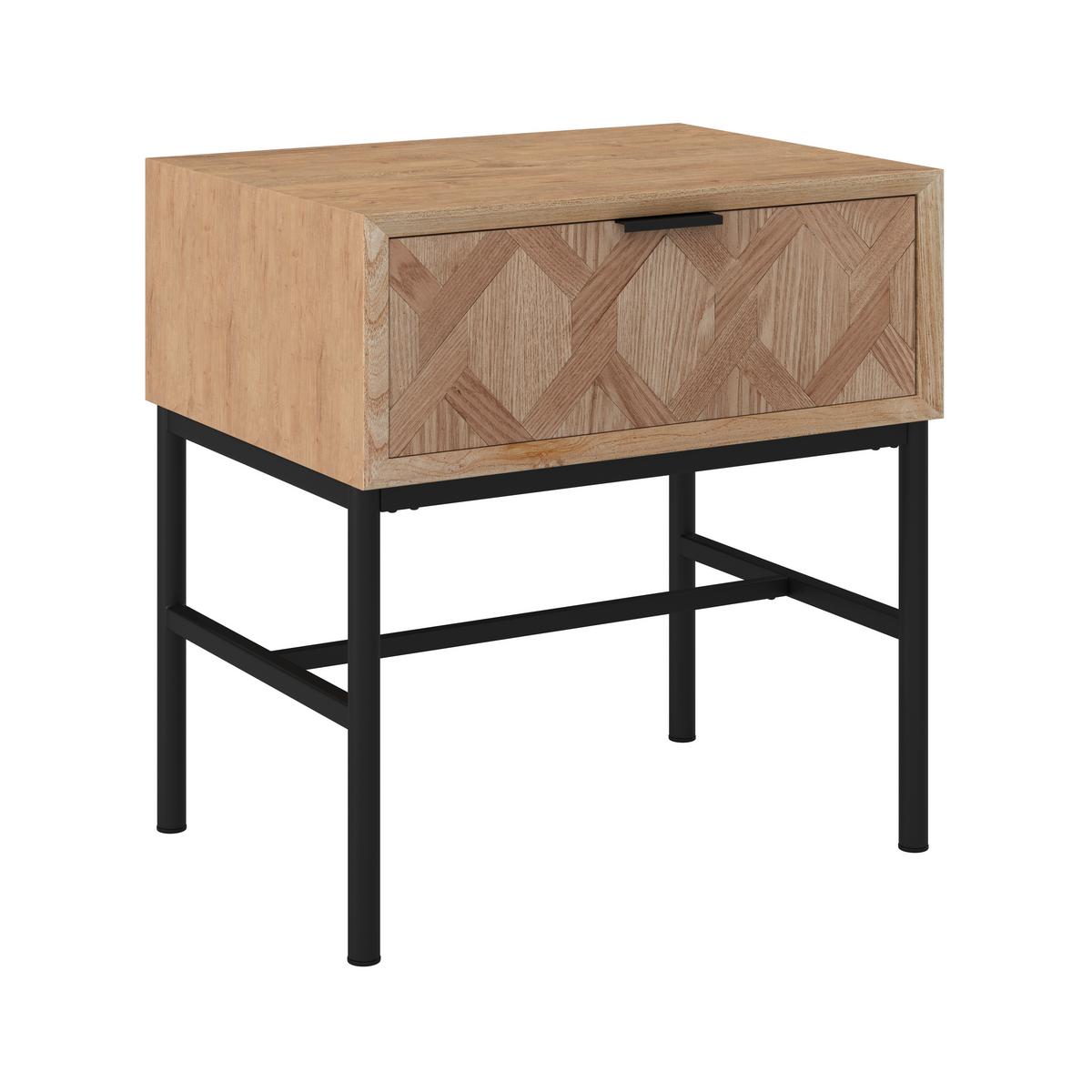 Nočna Omarica Milano, Jesenov Les, Črna - barve jesena/črna, Moderno, kovina/les (47,5/51/36cm) - Bessagi Home