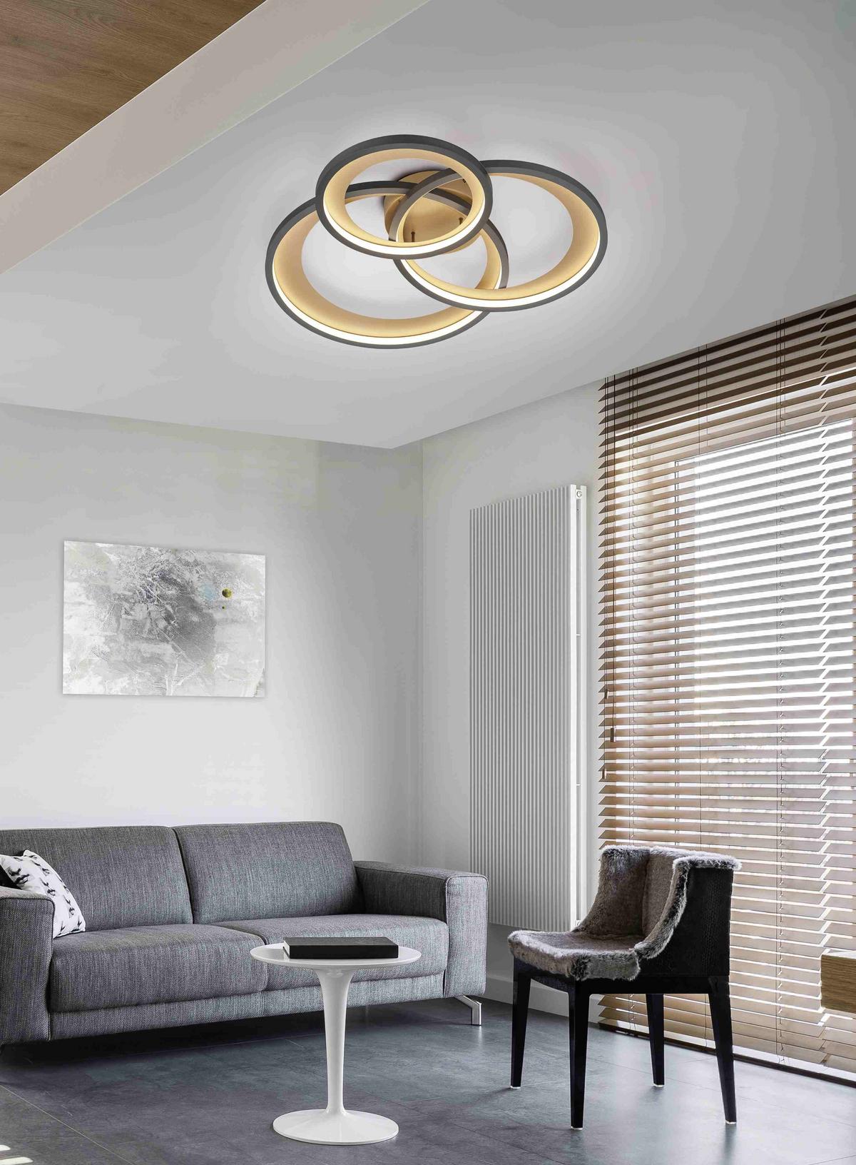 LAMPA SUFITOWA LED 673810332 GRANADA - czarny/biały, Basics, tworzywo sztuczne/metal (71,5/10,5/63,5cm) - Trio Leuchten