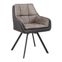 Armlehnstuhl Billy Grau Webstoff Drehbar Gepolstert - Dunkelgrau/Schwarz, MODERN, Textil/Metall (62/85/62cm) - Bessagi Home