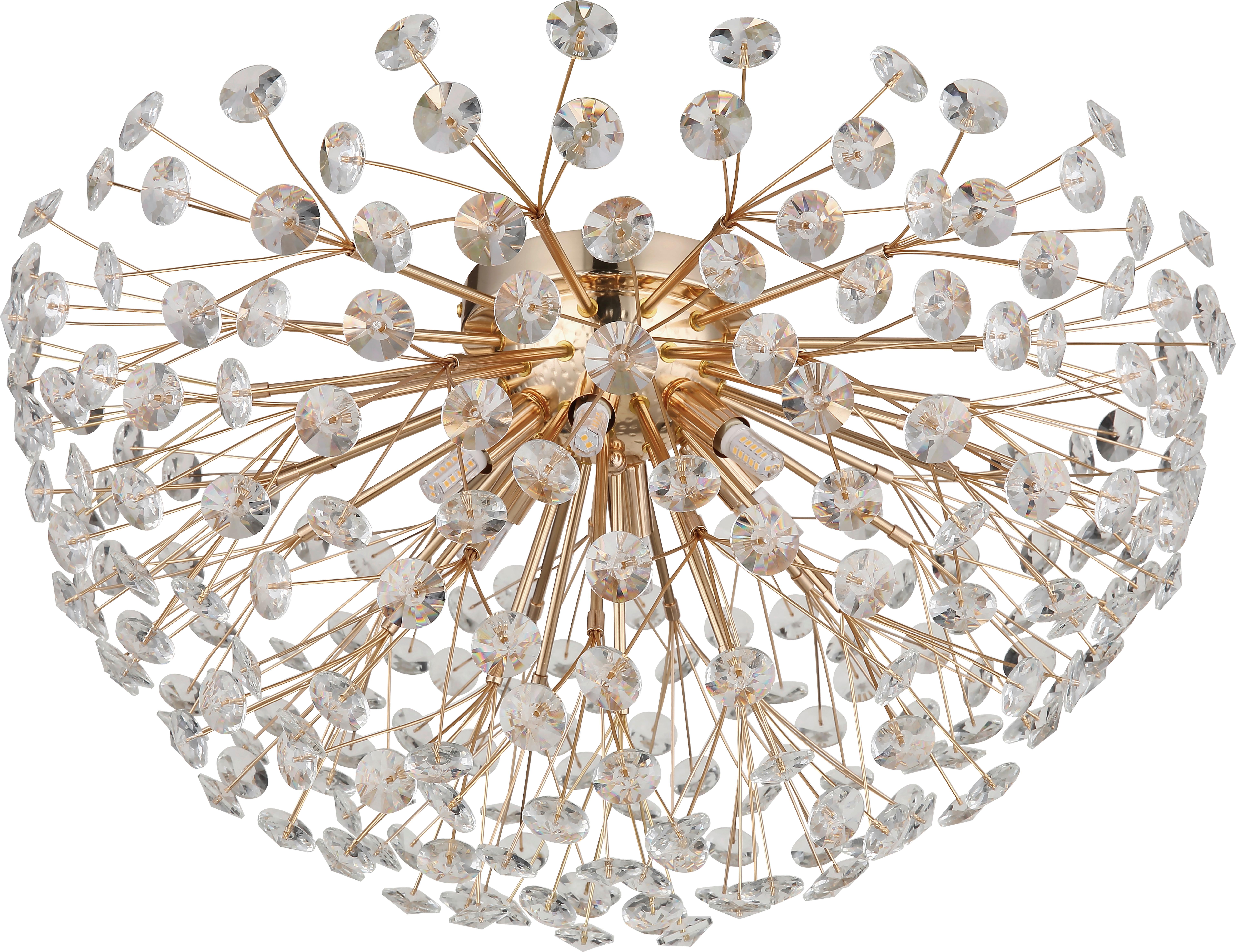 LED-TAKLAMPA CATALEYA - klar/guldfärgad, Basics, metall/glas (65/65/32,5cm)