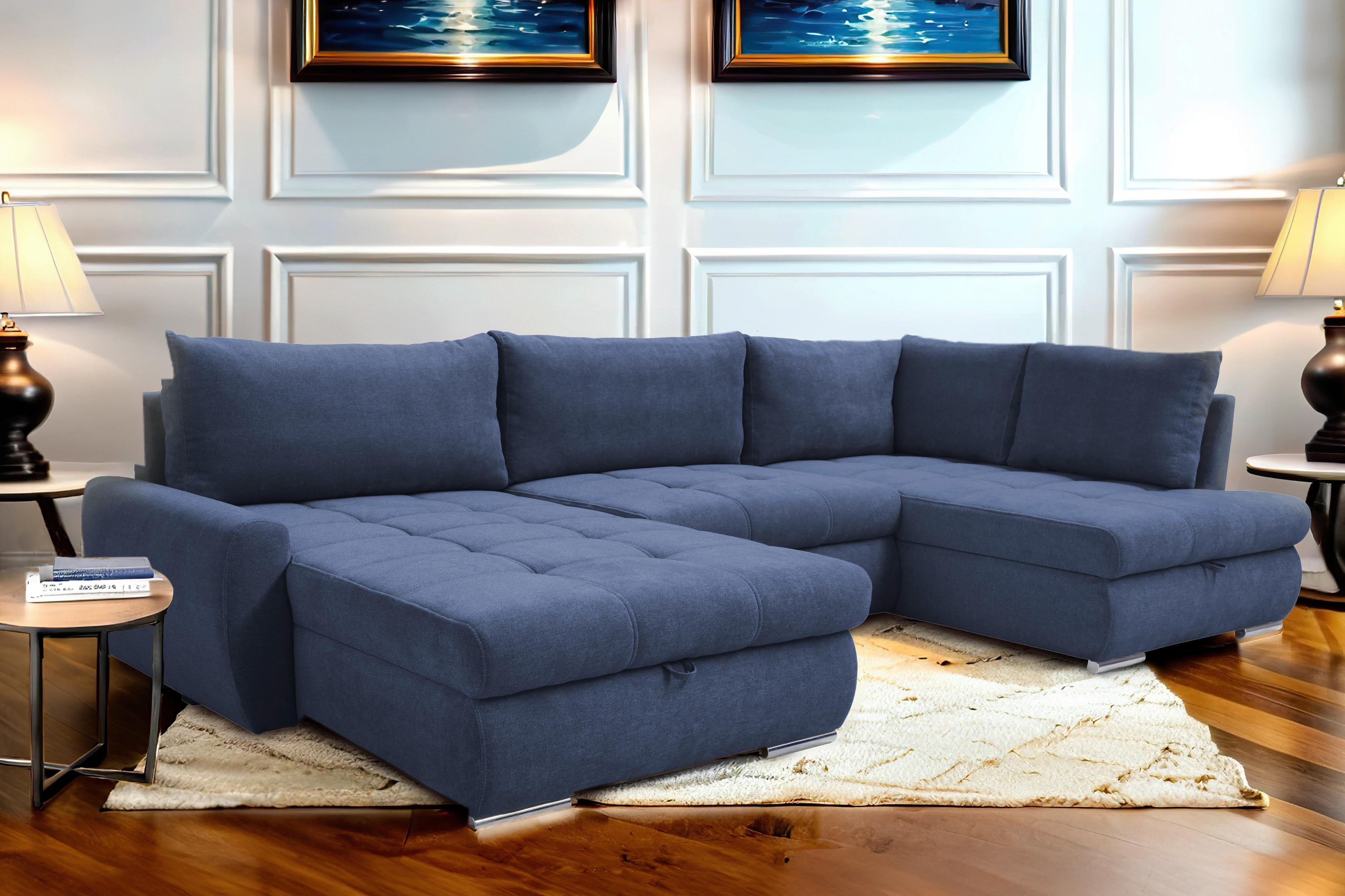 Coltar CANION - albastru închis, Design, textil (174/322/173cm) - Modern Living
