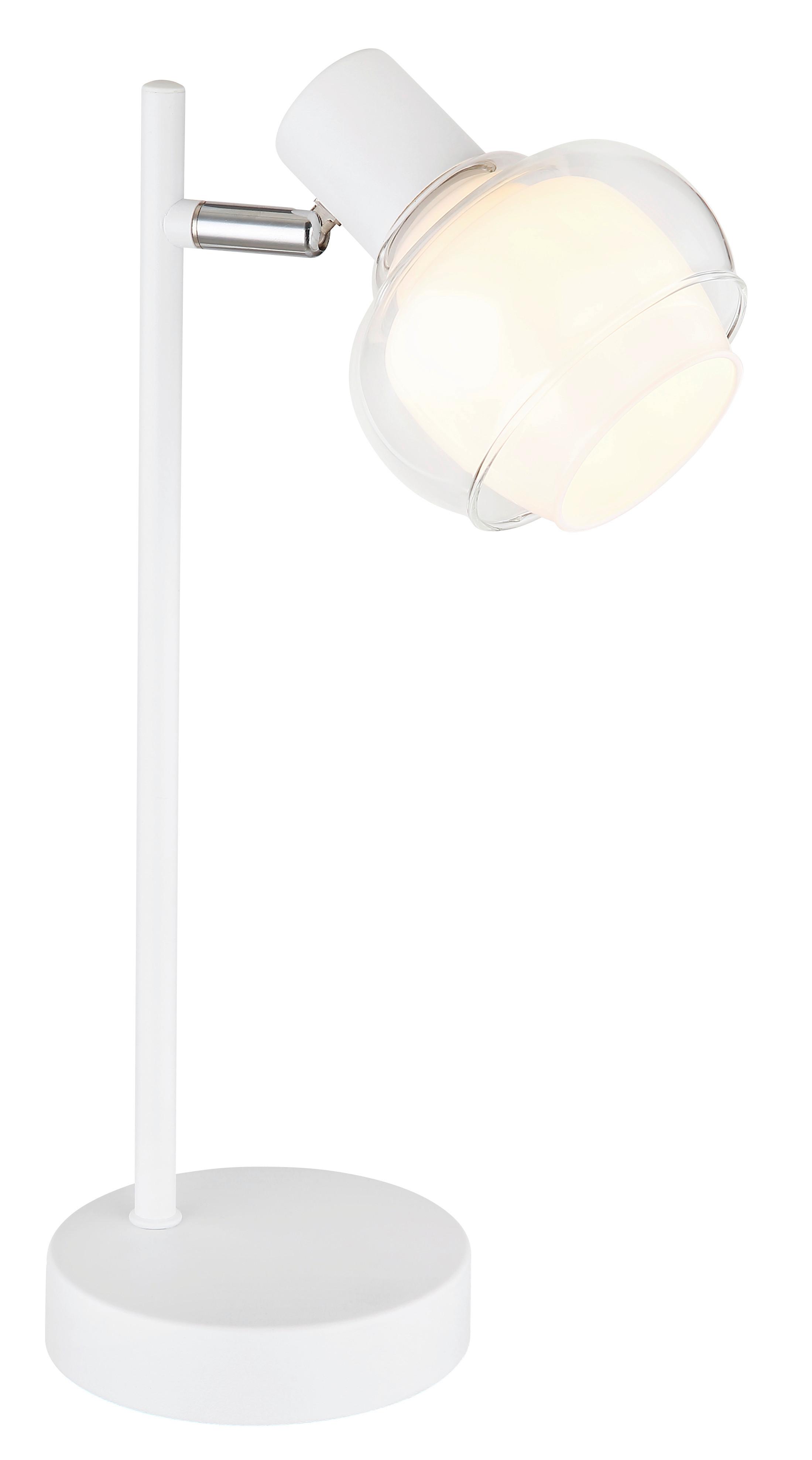 TISCHLEUCHTE 54309TW - Klar/Weiss, Design, Glas/Kunststoff (14,5/12/35cm) - Globo