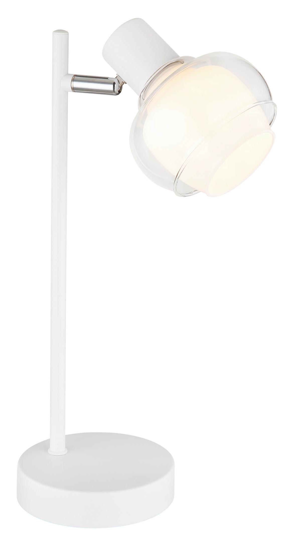TISCHLEUCHTE 54309TW - Klar/Weiss, Design, Glas/Kunststoff (14,5/12/35cm) - Globo
