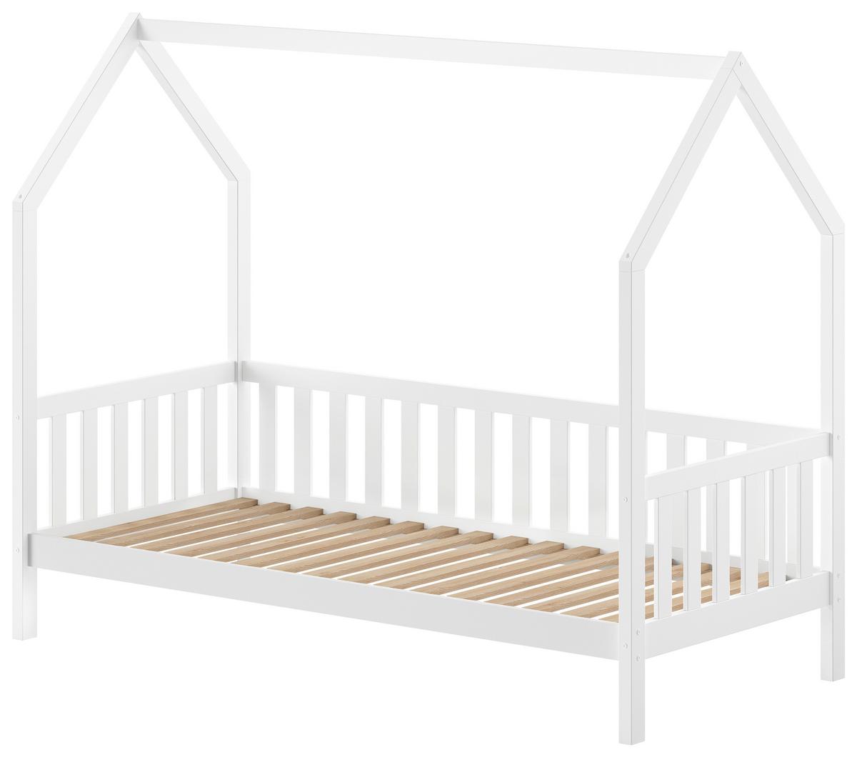 Hausbett Cabane Weiß ca. 90x200 cm Echtholz - Naturfarben/Weiß, Natur, Holz (90/200cm) - Vipack