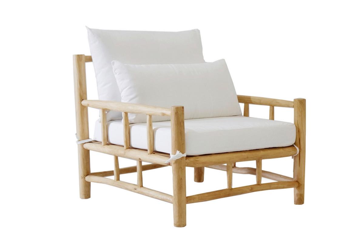 Loungesessel Naturfarben - Naturfarben/Weiß, Natur, Holz/Textil (90/80/90cm) - Gardenson