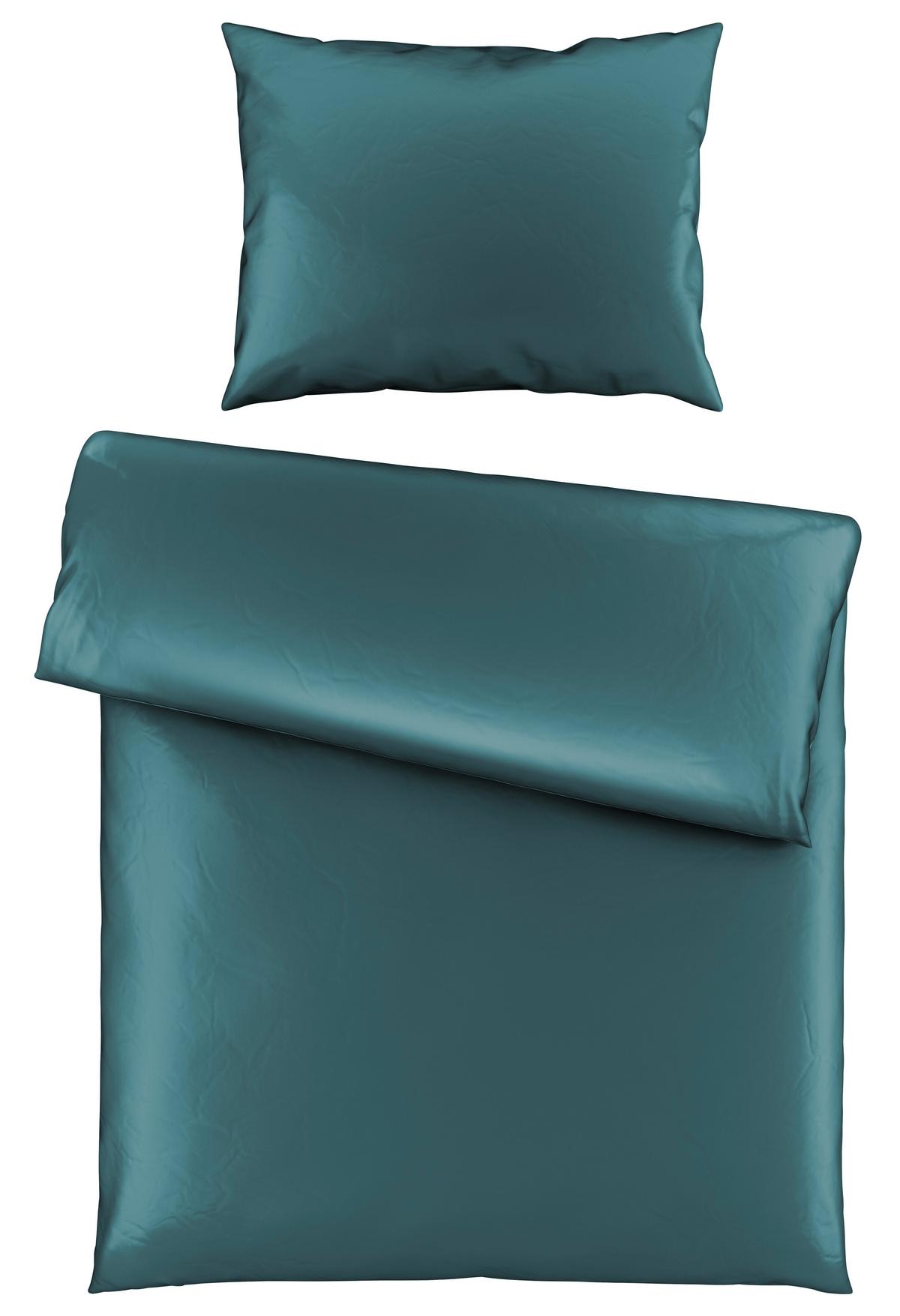 Bettwäsche Bio-Sophia Uni Petrol ca. 140x200cm - Petrol, Natur, Textil (140/200cm) - ecoTree
