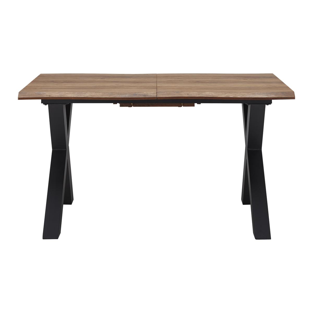 Esstisch ausziehbar Lia Walnussfarben MDF - Walnussfarben/Schwarz, MODERN, Holzwerkstoff/Metall (140-180/90/76cm) - Bessagi Home