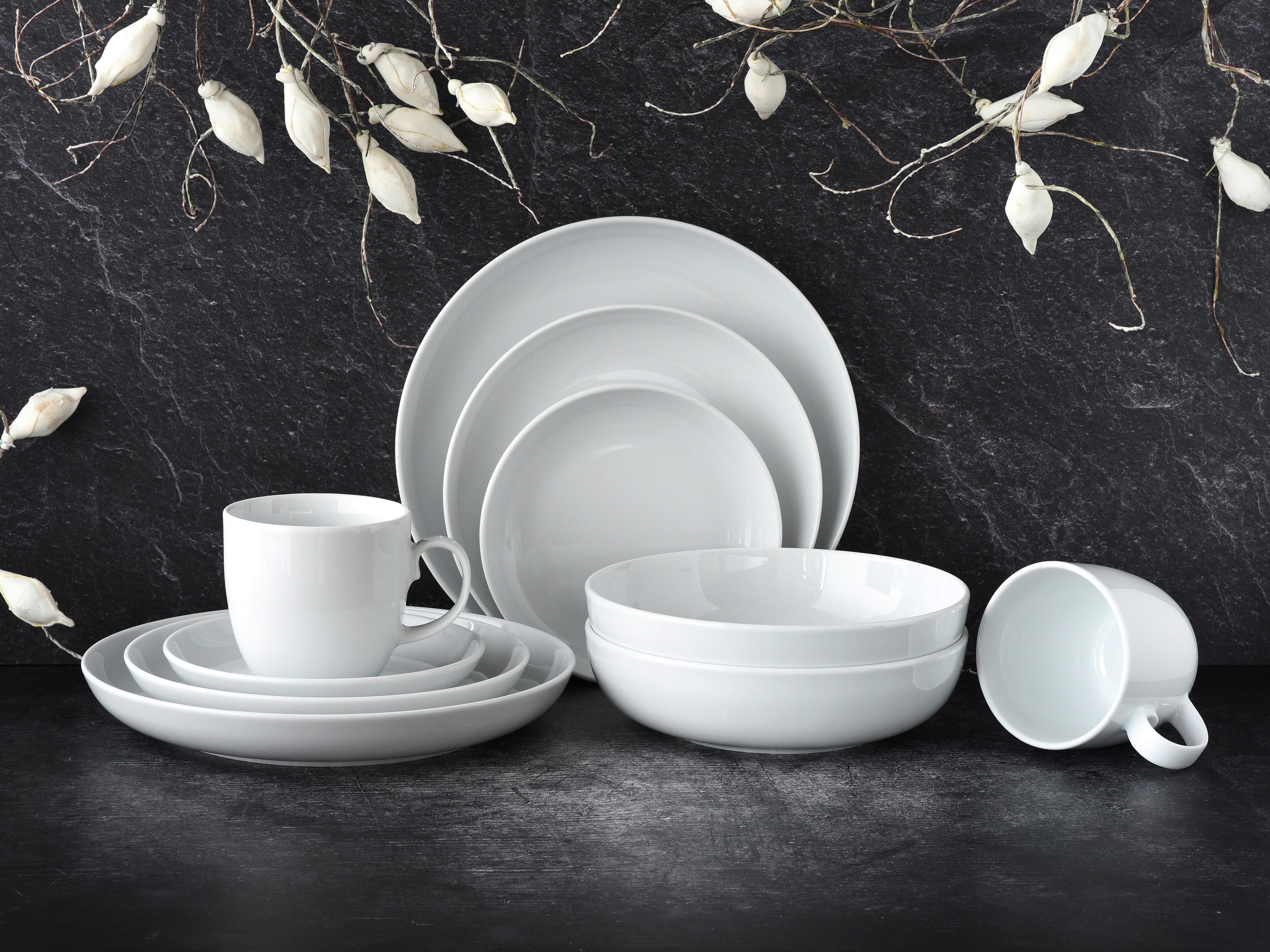 SERWIS OBIADOWO-ŚNIADANIOWY ALLROUND BIAŁY - biały, Konventionell, ceramika - Creatable