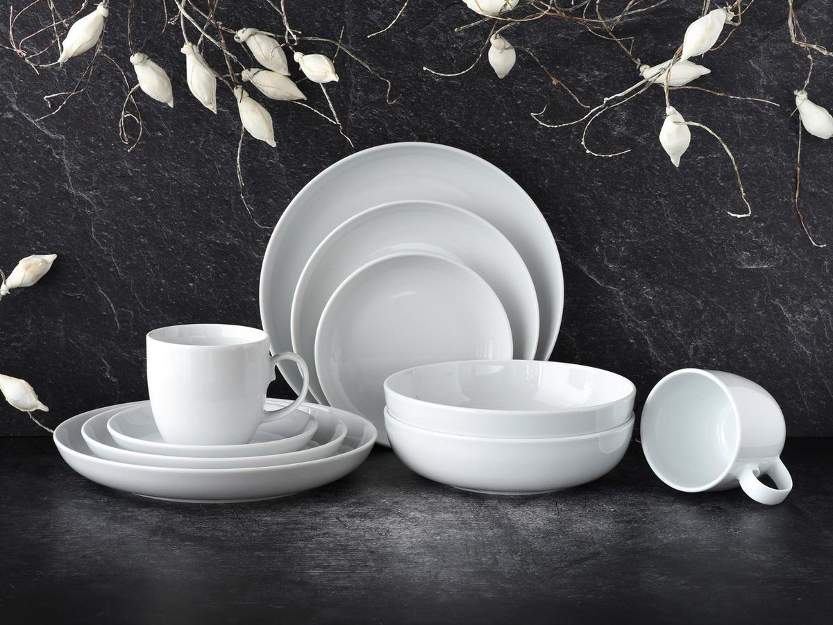 SERWIS OBIADOWO-ŚNIADANIOWY ALLROUND BIAŁY - biały, Konventionell, ceramika - Creatable