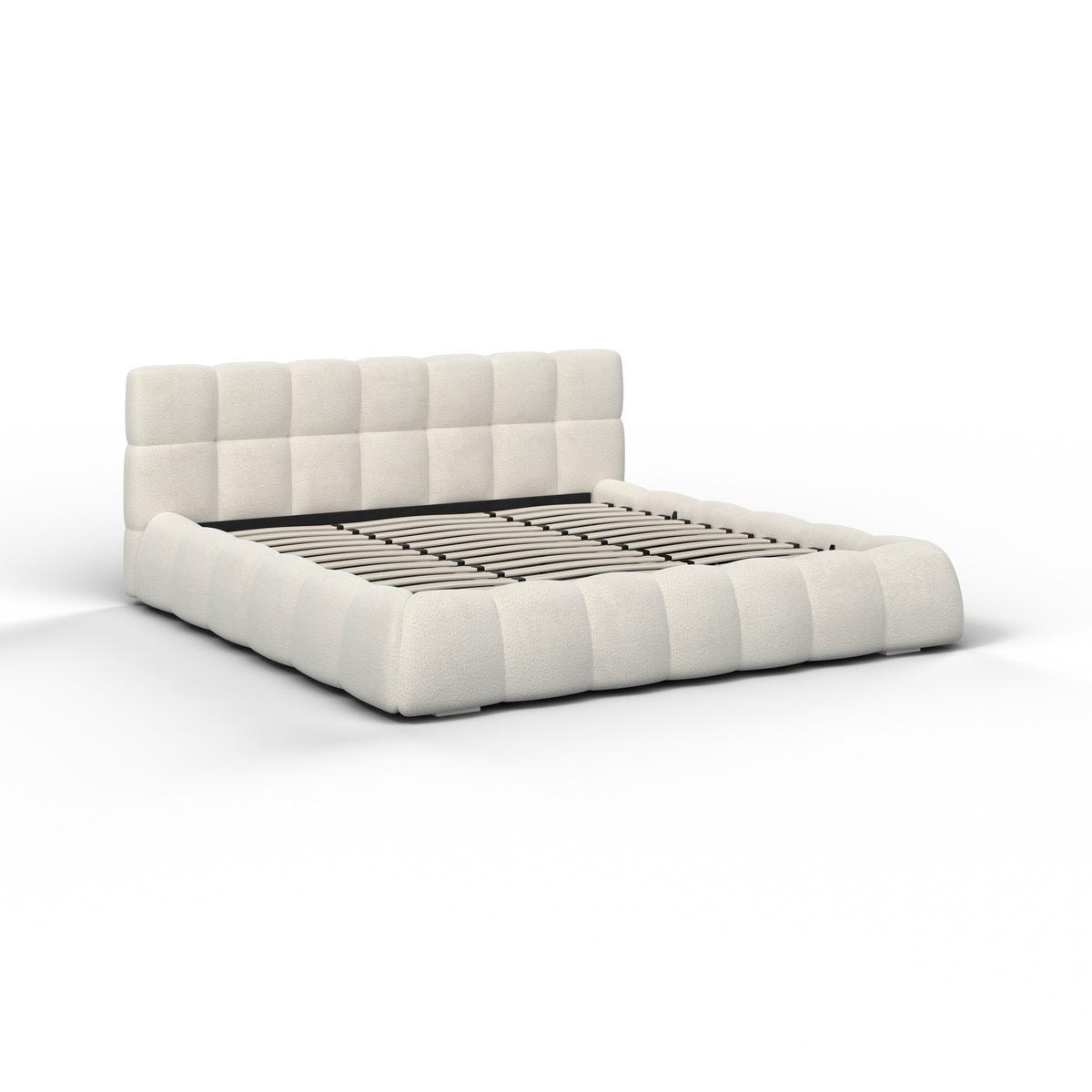 Pat tapițat bej Marija cca 180X200 bej - ivoar/culoare natur, Modern, lemn/metal (180/200cm) - Bessagi Home
