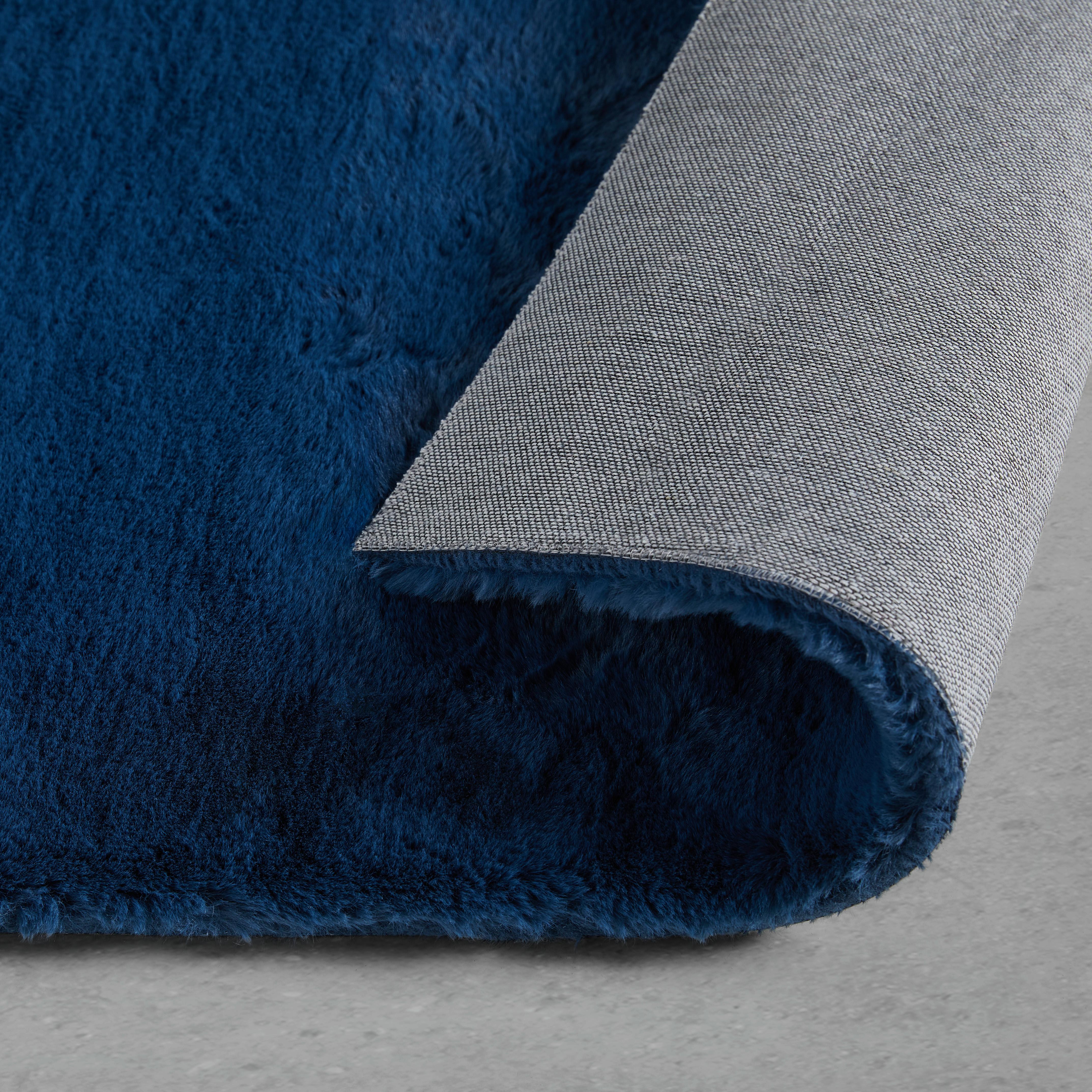 Kunstfell Caroline 1 in Marineblau ca.80x150cm - Dunkelblau, KONVENTIONELL, Textil (80/150cm) - Mömax