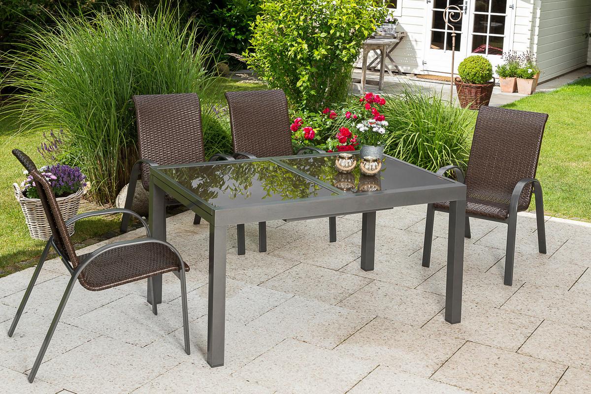 Vrtni Stol Varese, 2 Kos - barve grafita/rjava, Moderno, kovina/umetna masa (57/95/78cm) - Gardenson