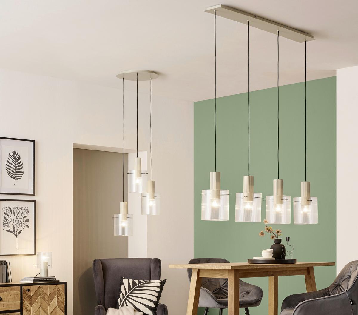 LAMPA WISZĄCA 70138A09 GÖTEBORG - beżowy/przezroczysty, Konventionell, metal/szkło (123/18/150cm) - Dieter Knoll