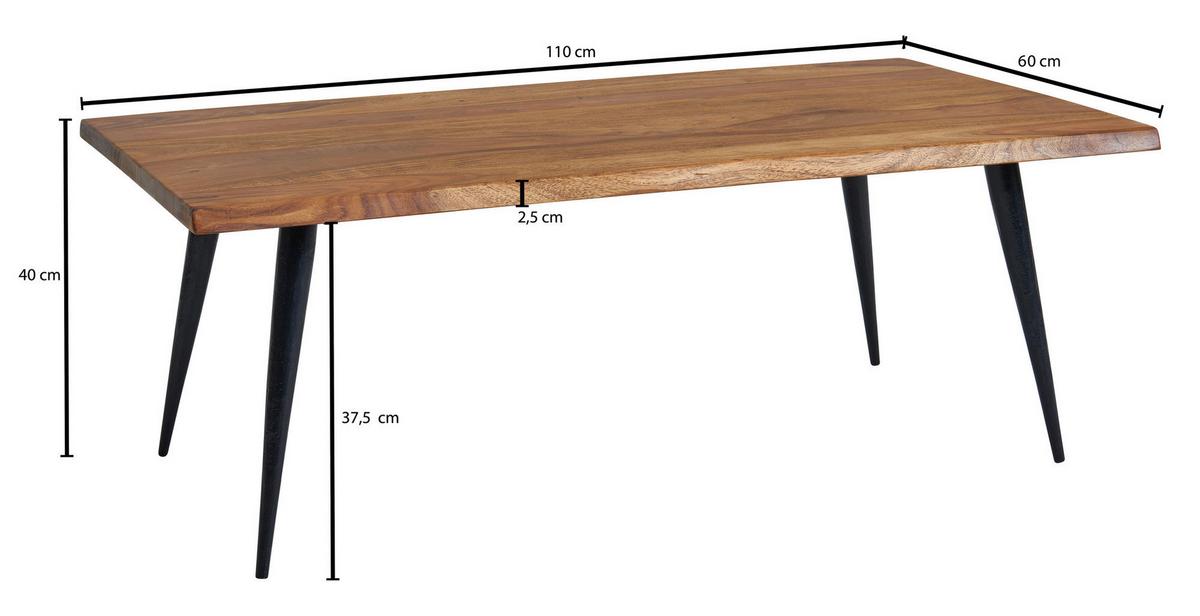 Klubska Miza Wohnling - črna/barve indijskega rožnega lesa, Moderno, kovina/les (110/60/40cm) - MID.YOU