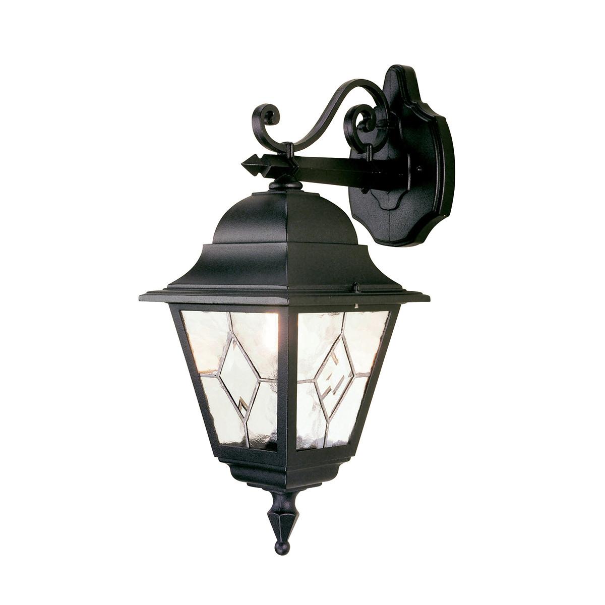Außenwandleuchte Schwarz max. 100 Watt - Schwarz, KONVENTIONELL, Glas/Metall (18.4/21,5/45cm) - Elstead Lighting