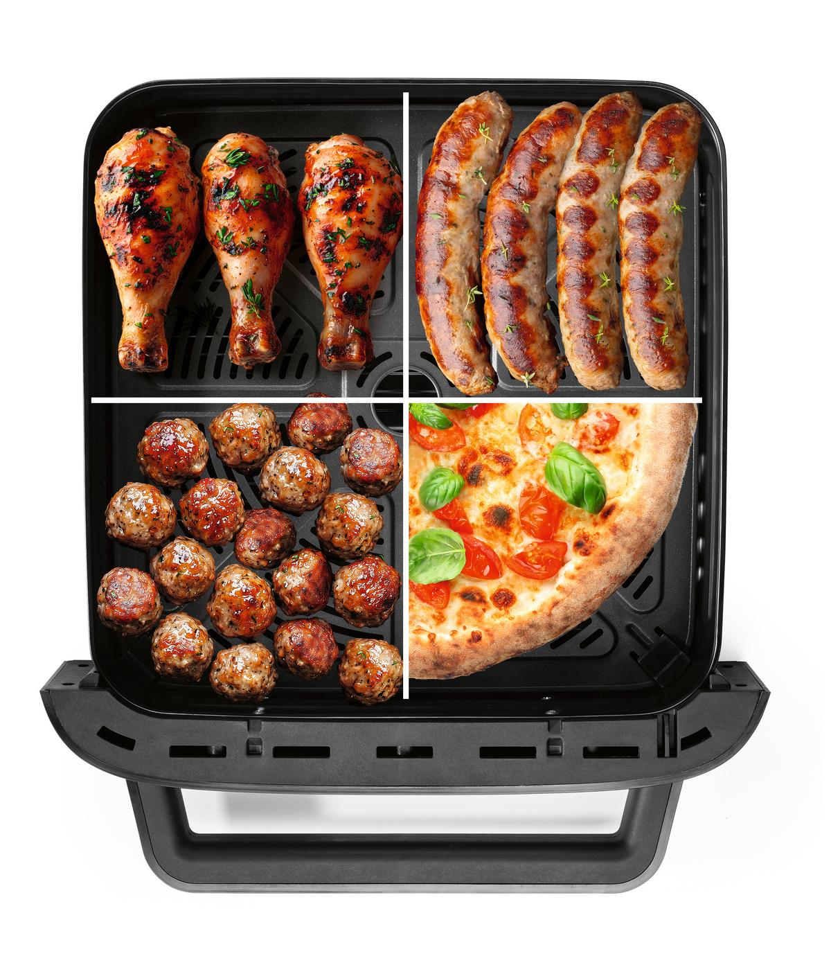 FRYTKOWNICA BEZTŁUSZCZOWA 16428 - kolor srebrny/czarny, Basics, tworzywo sztuczne/metal (32,5/41/24cm) - GOURMETMAXX