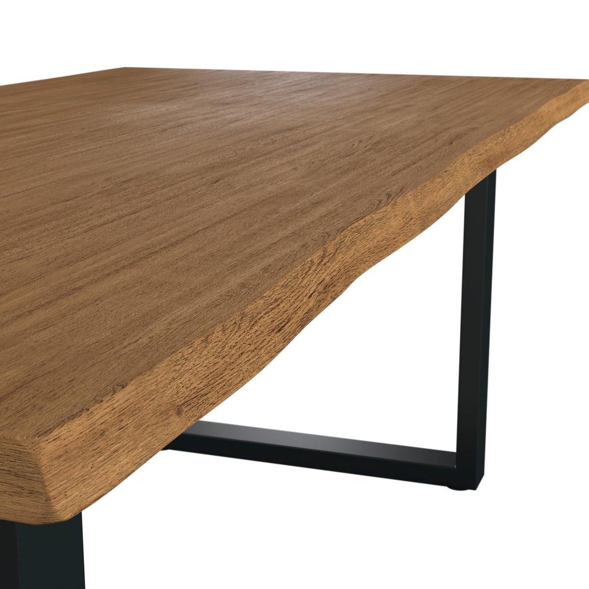 Esstisch Yola in Holz Eiche massiv ca. 200x100 cm - Eichefarben, MODERN, Holz/Metall (200/100/76cm) - Bessagi Home