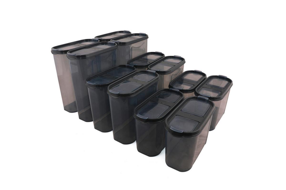 ZESTAW POJEMNIKÓW KUCHENNYCH DSY4X - antracytowy, Basics, tworzywo sztuczne (19/24/9cm)