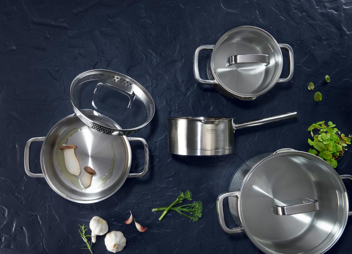 Set Posod Silver Line - barve nerjavečega jekla/prozorno, Konvencionalno, kovina/steklo - Gourmesto
