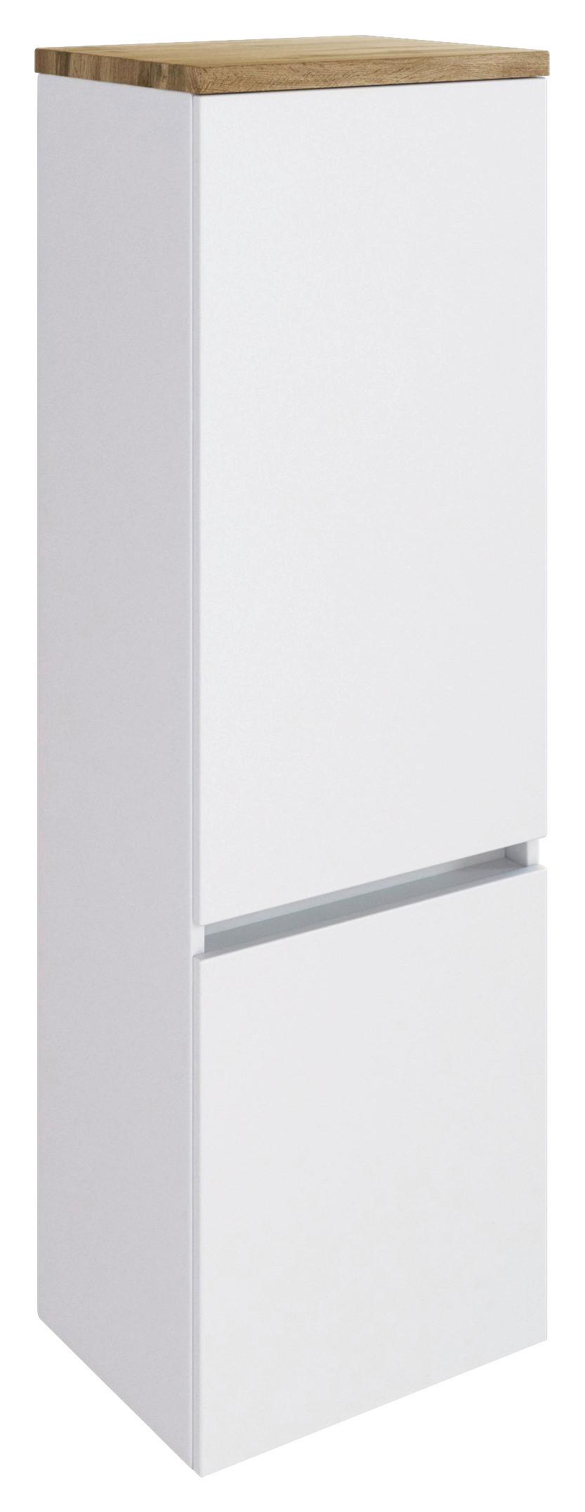 Midischrank in Weiss 'Pienza' - Eichefarben/Silberfarben, Basics, Holzwerkstoff/Kunststoff (40/130/35cm) - Held